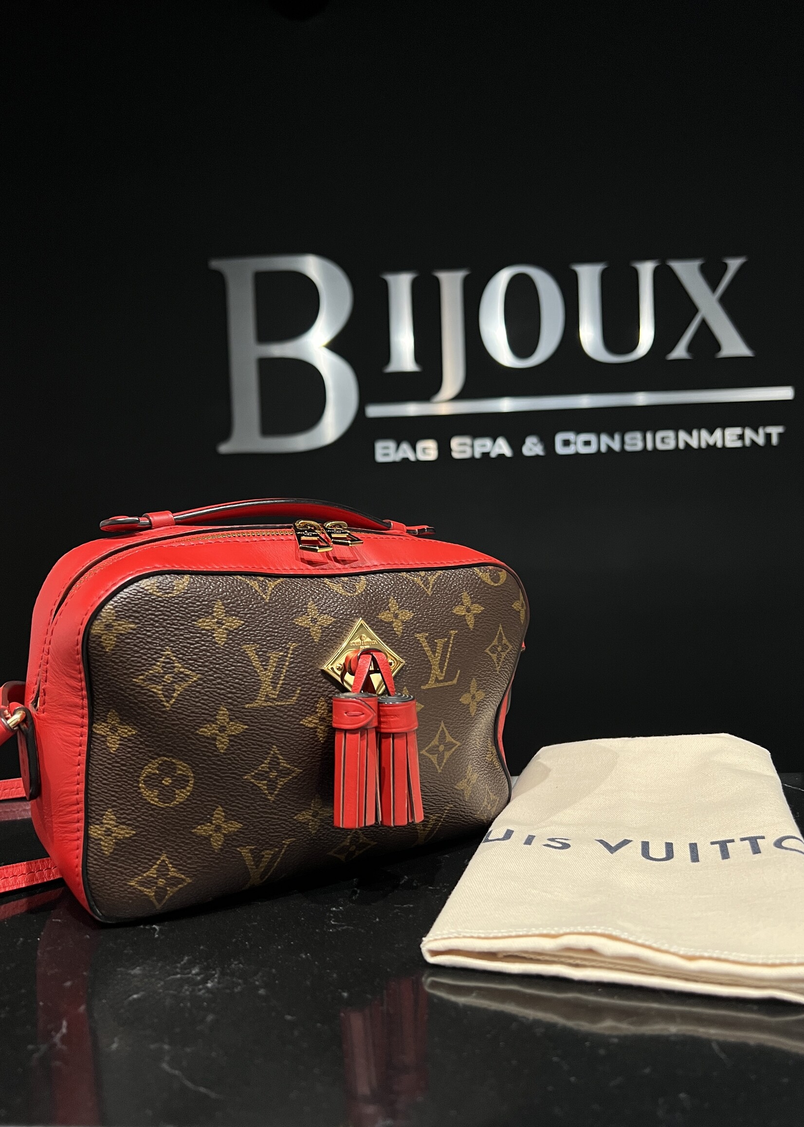 Louis Vuitton Louis Vuitton Red Monogram Saintonge