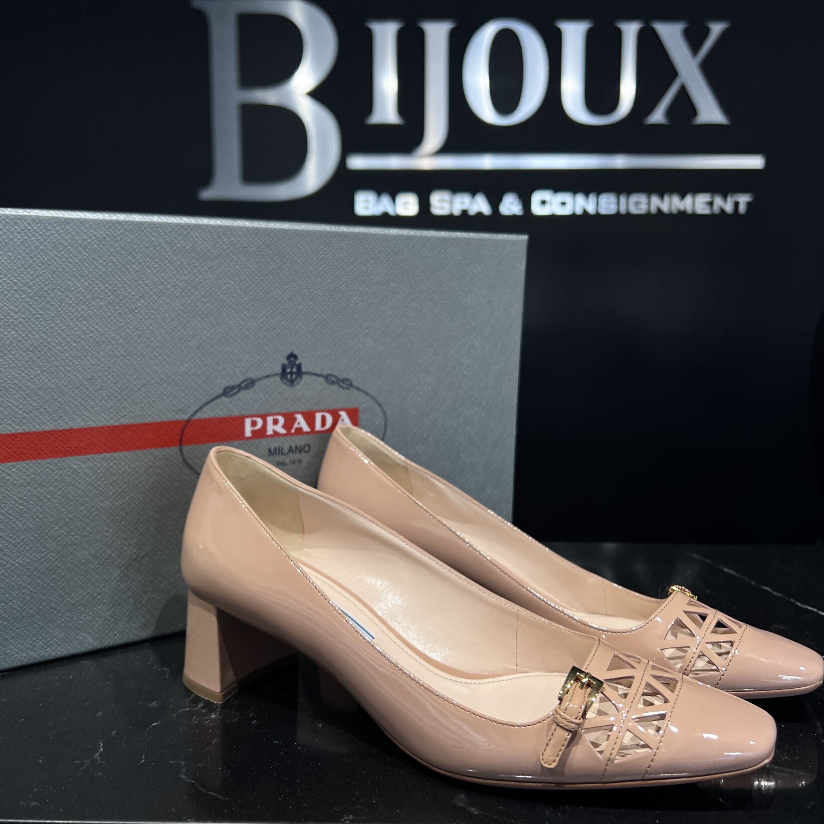 Prada Prada Block Nude Heels - 36.5
