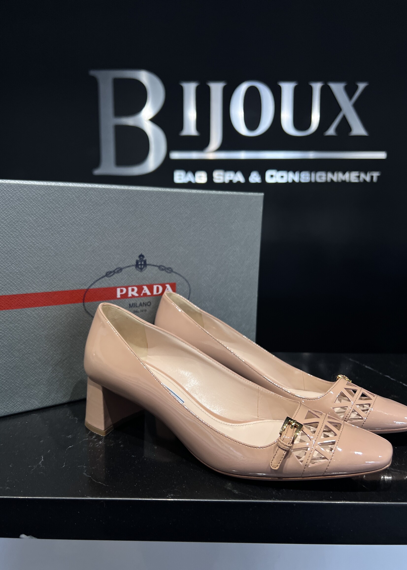 Prada Prada Block Nude Heels - 36.5