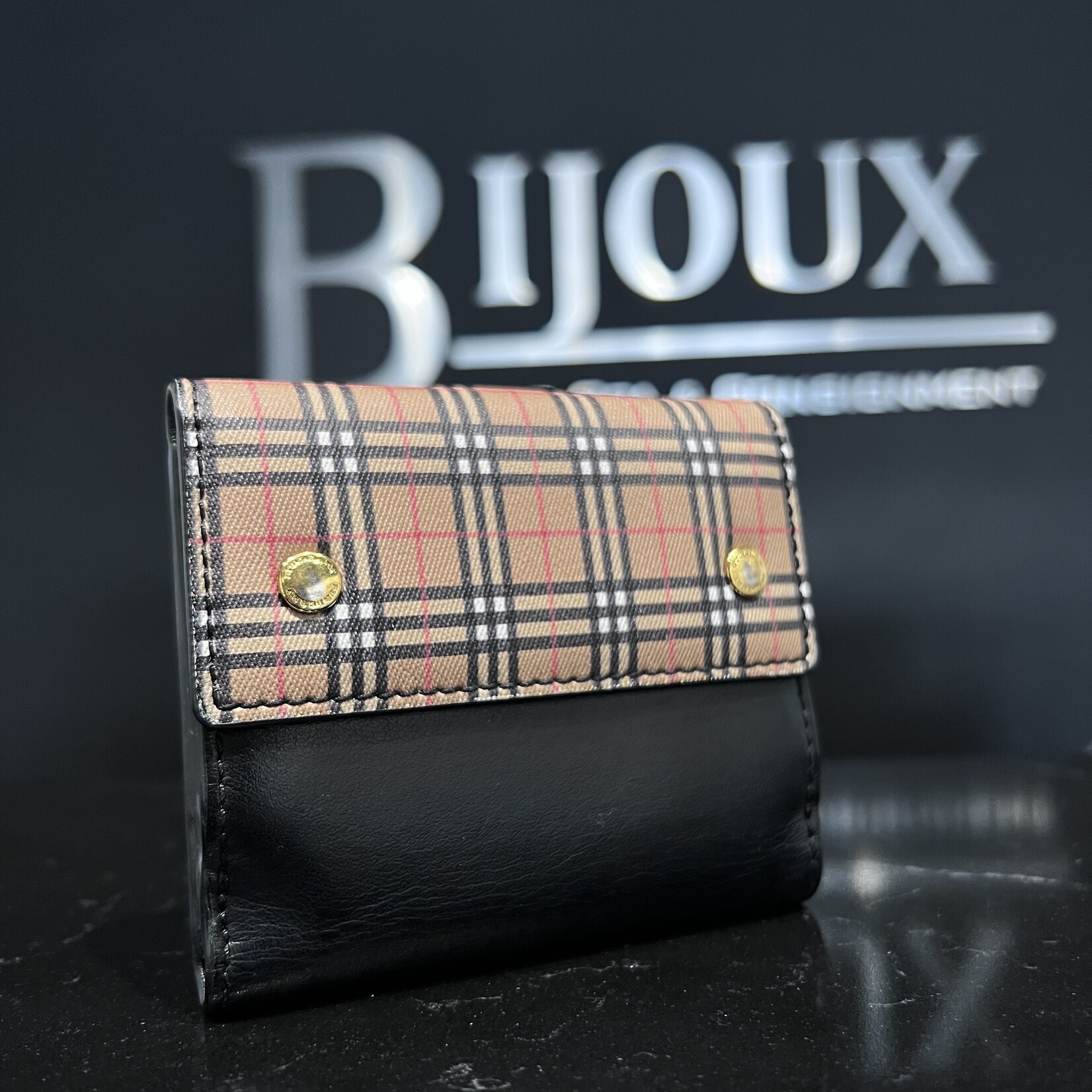 Burberry Burberry Black / Nova Check Coated Canvas Wallet
