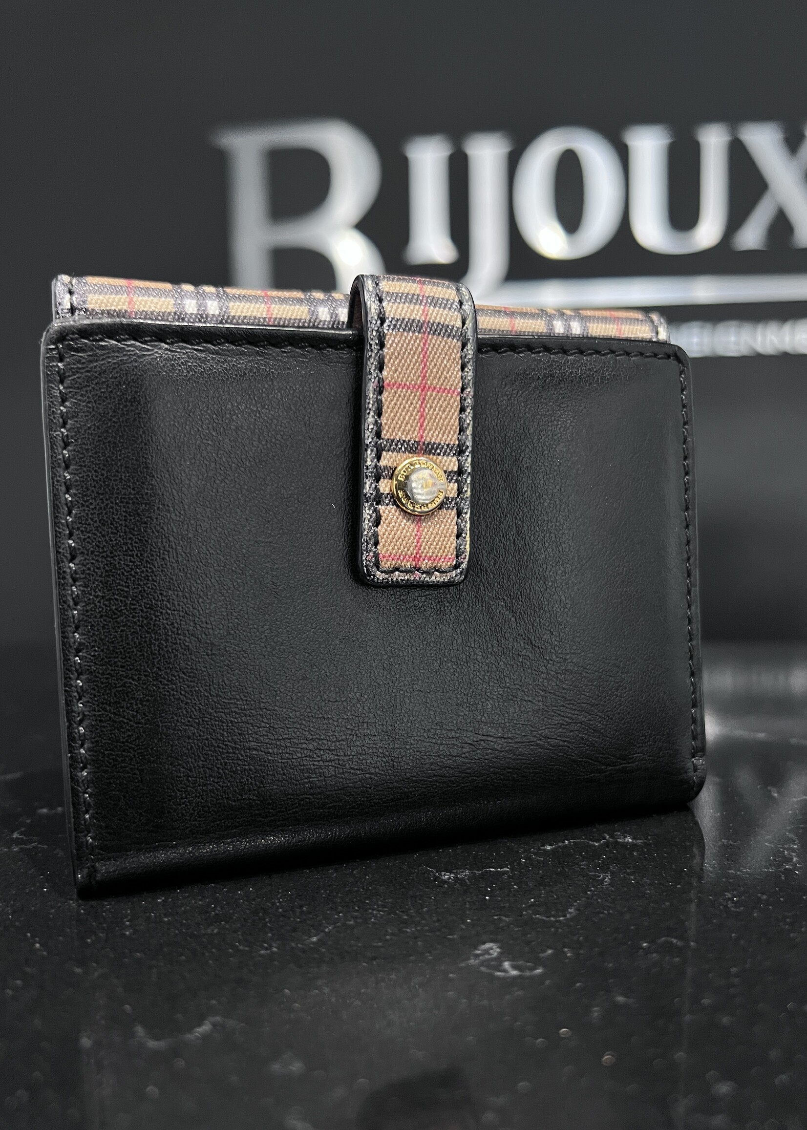 Burberry SOLD- Burberry Black / Nova Check Coated Canvas Wallet