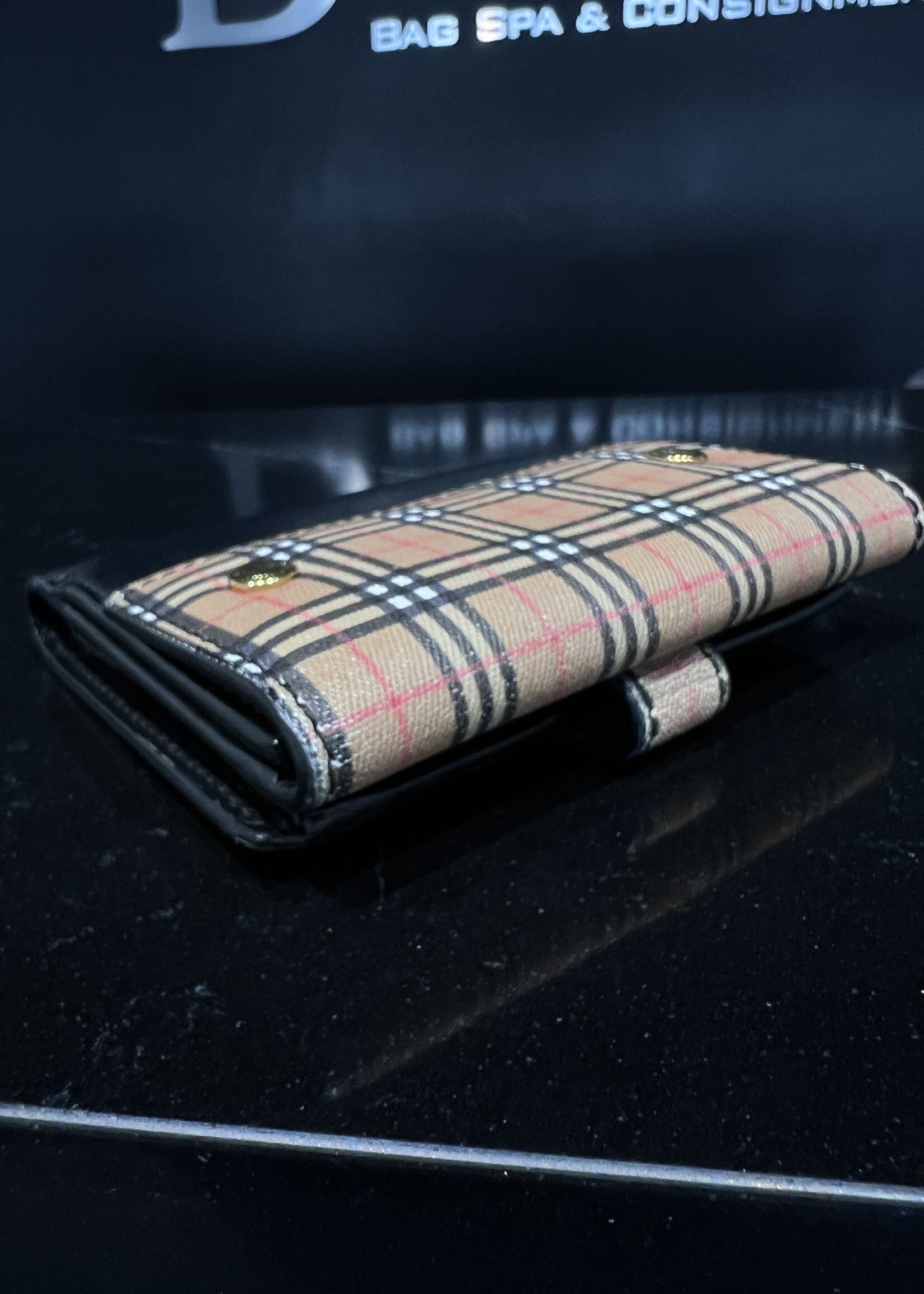 Burberry SOLD- Burberry Black / Nova Check Coated Canvas Wallet