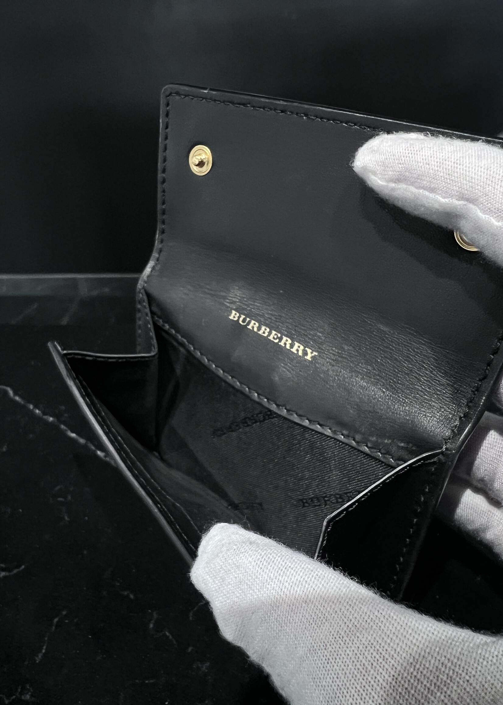 Burberry SOLD- Burberry Black / Nova Check Coated Canvas Wallet