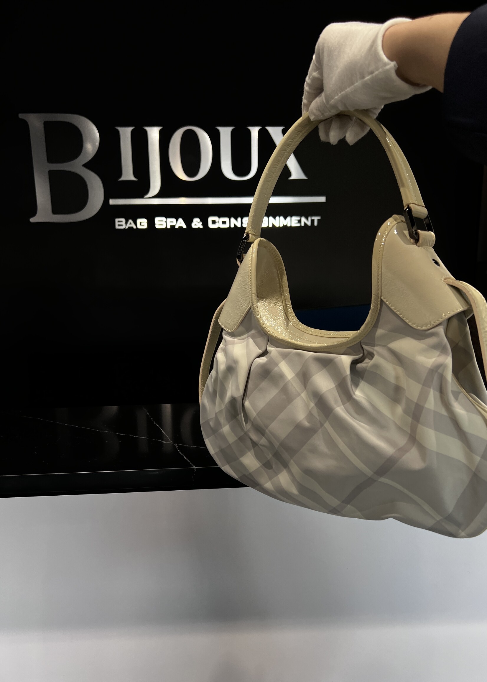 Burberry Burberry Grey Coated Canvas Shoulder Bag