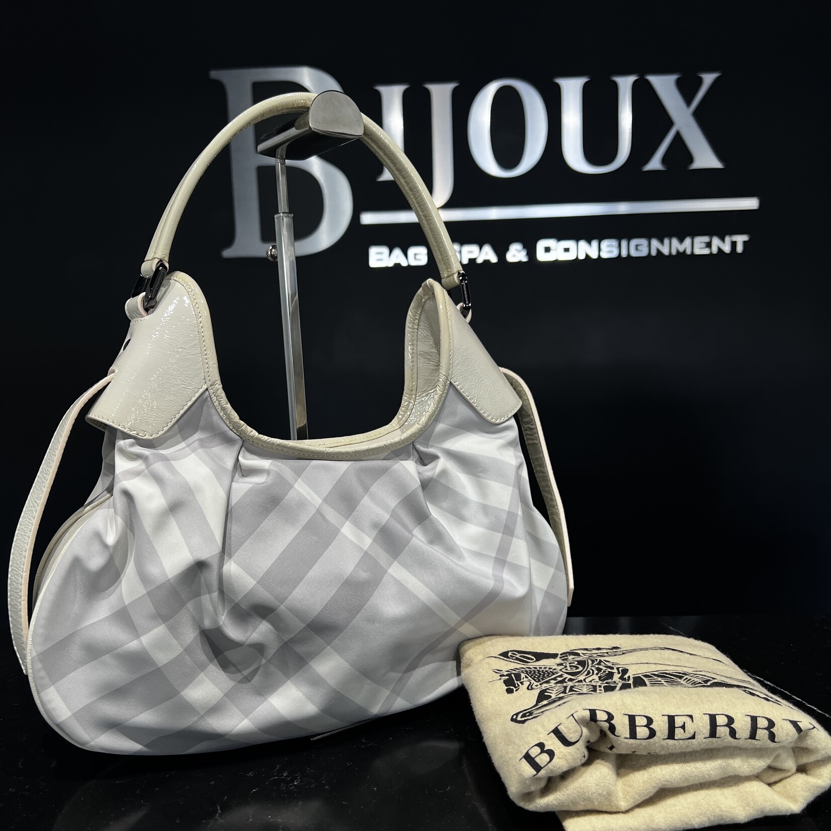Burberry Burberry Grey Coated Canvas Shoulder Bag