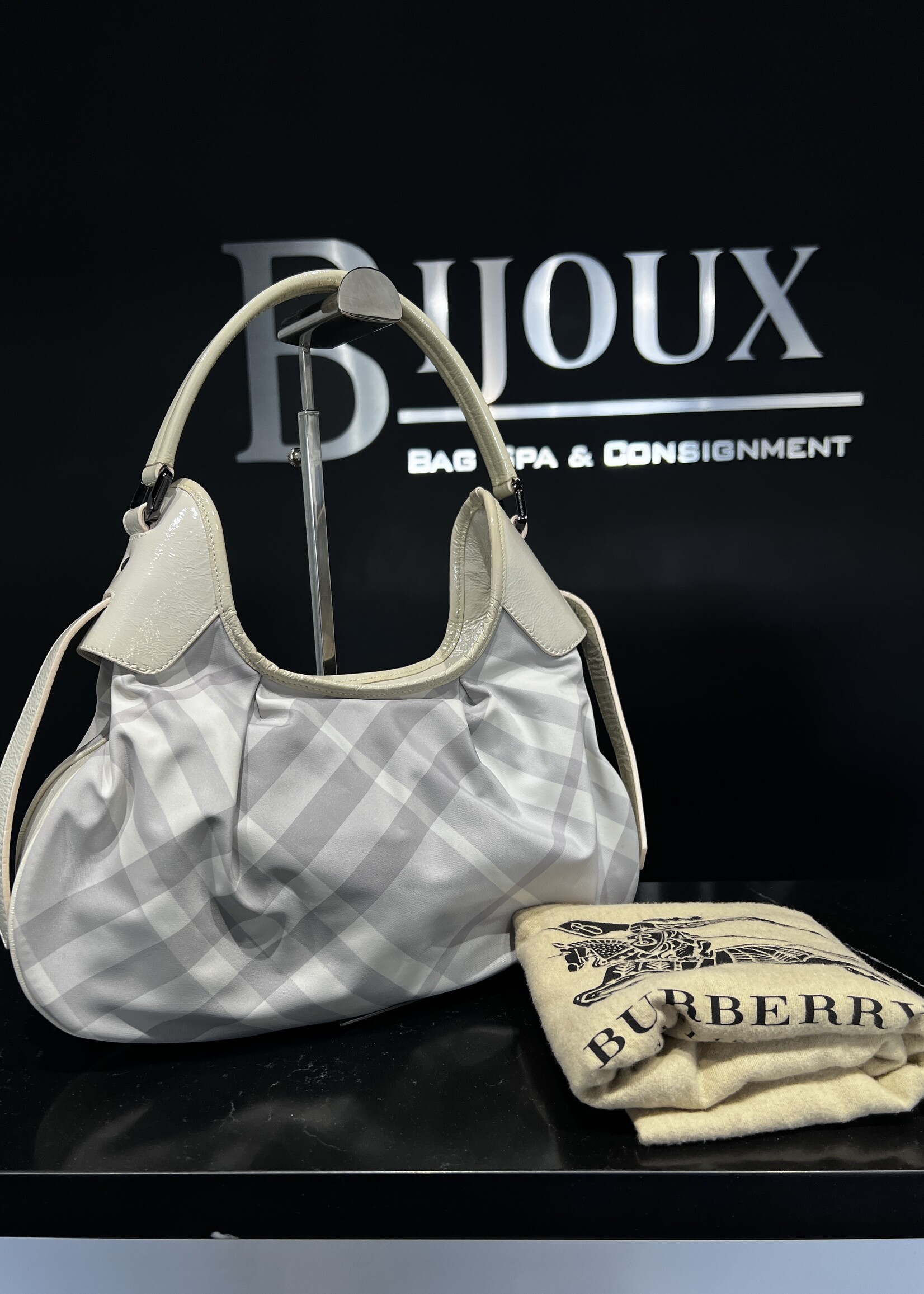 Burberry Burberry Grey Coated Canvas Shoulder Bag