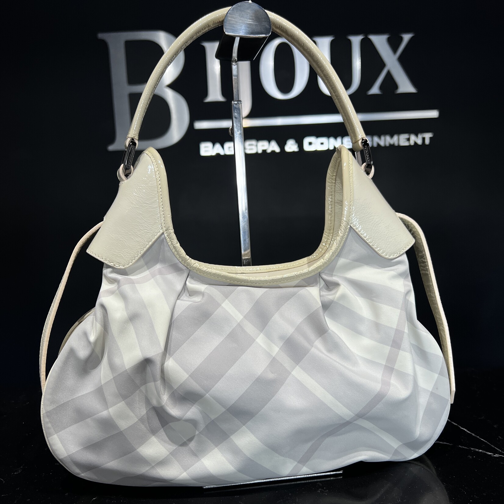 Burberry Burberry Grey Coated Canvas Shoulder Bag