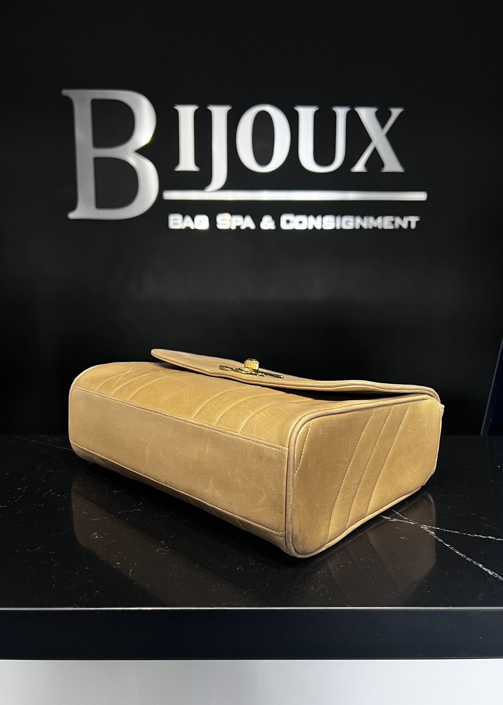 Chanel SOLD - Chanel Beige Nubuck Flap Bag