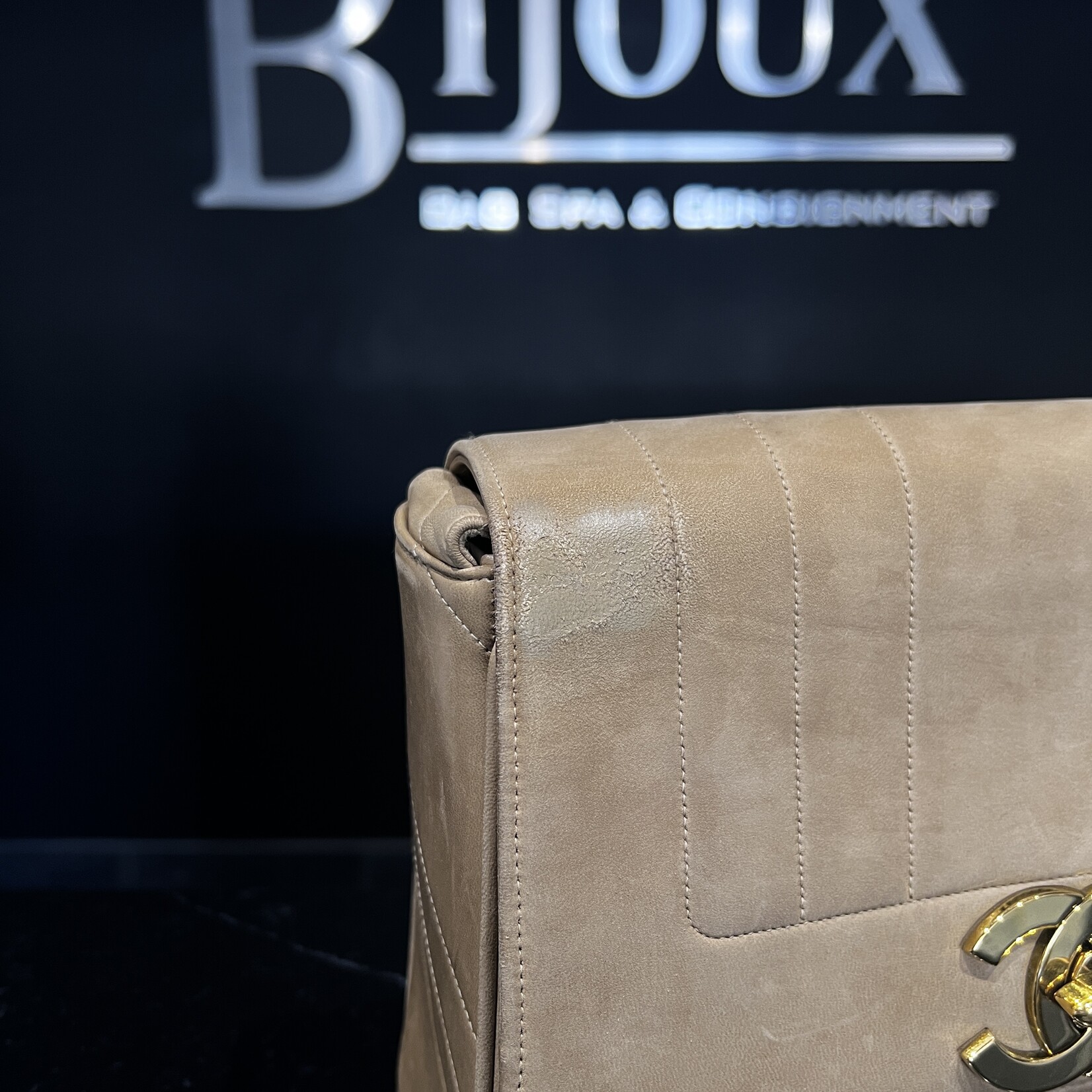 Chanel SOLD - Chanel Beige Nubuck Flap Bag