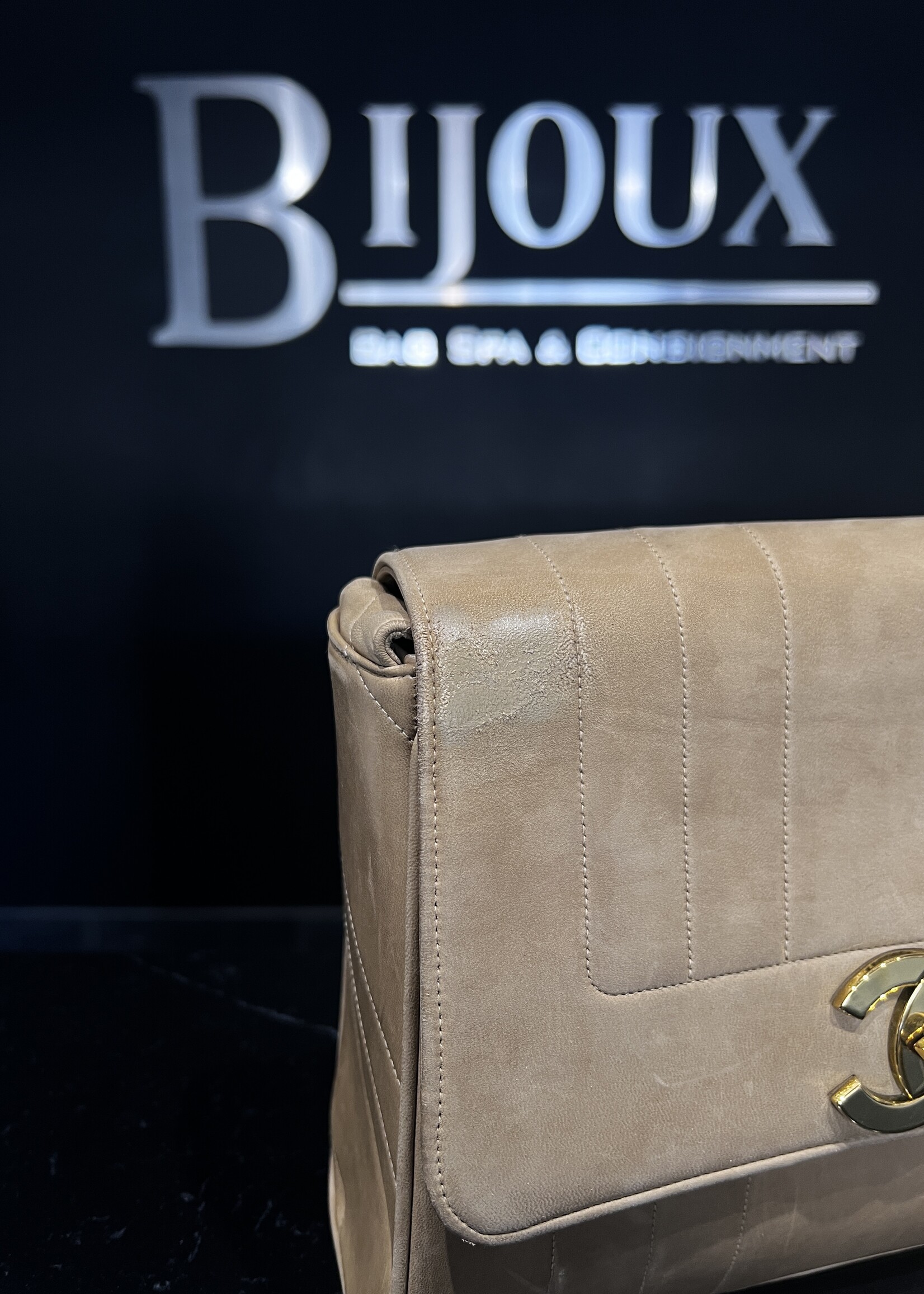 Chanel SOLD - Chanel Beige Nubuck Flap Bag