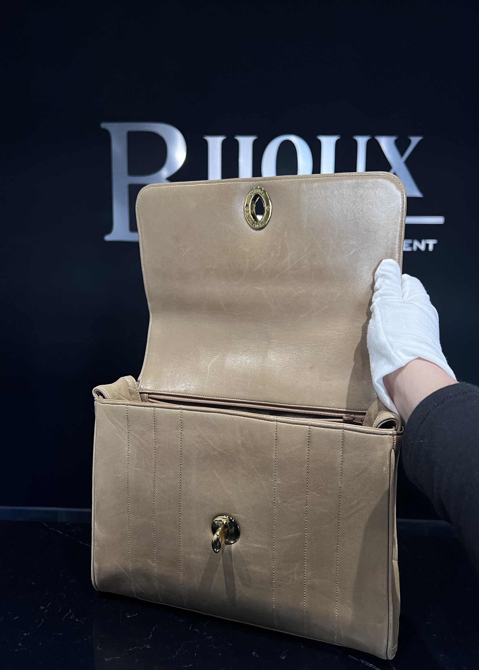 Chanel SOLD - Chanel Beige Nubuck Flap Bag