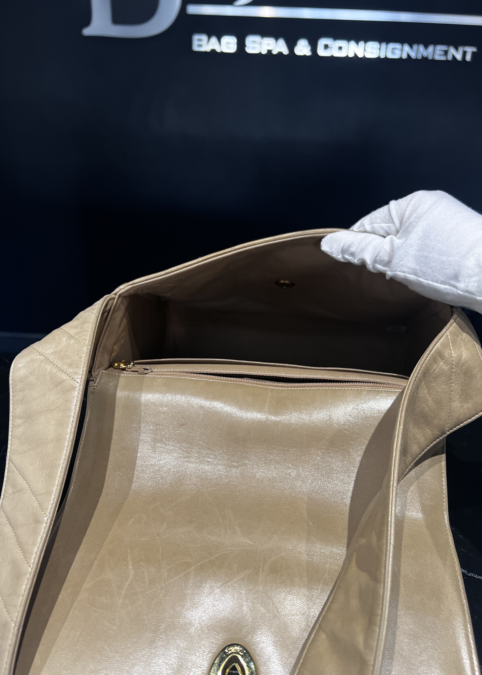 Chanel SOLD - Chanel Beige Nubuck Flap Bag