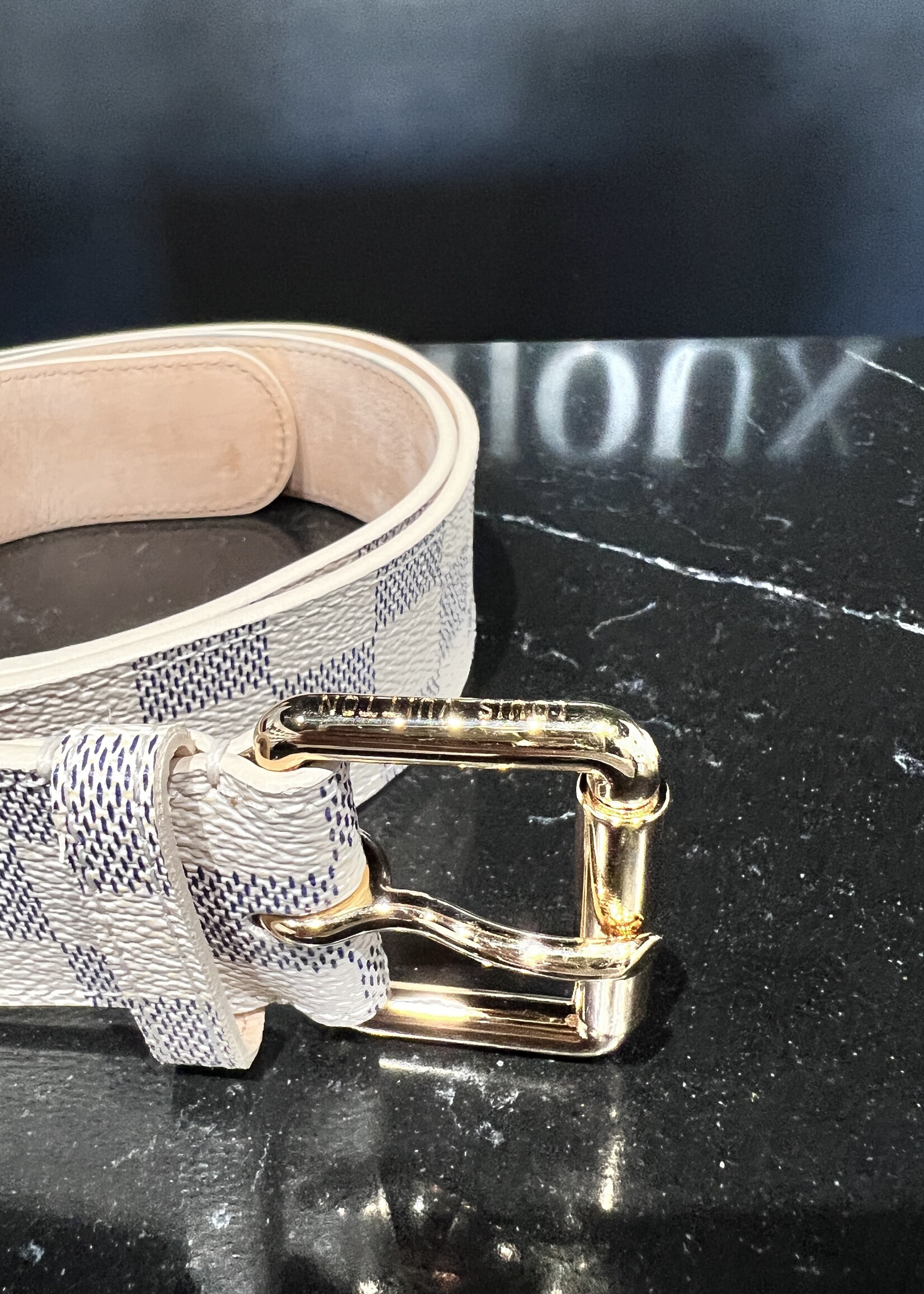 Louis Vuitton Louis Vuitton Damier Azur Pochette Solo Belt