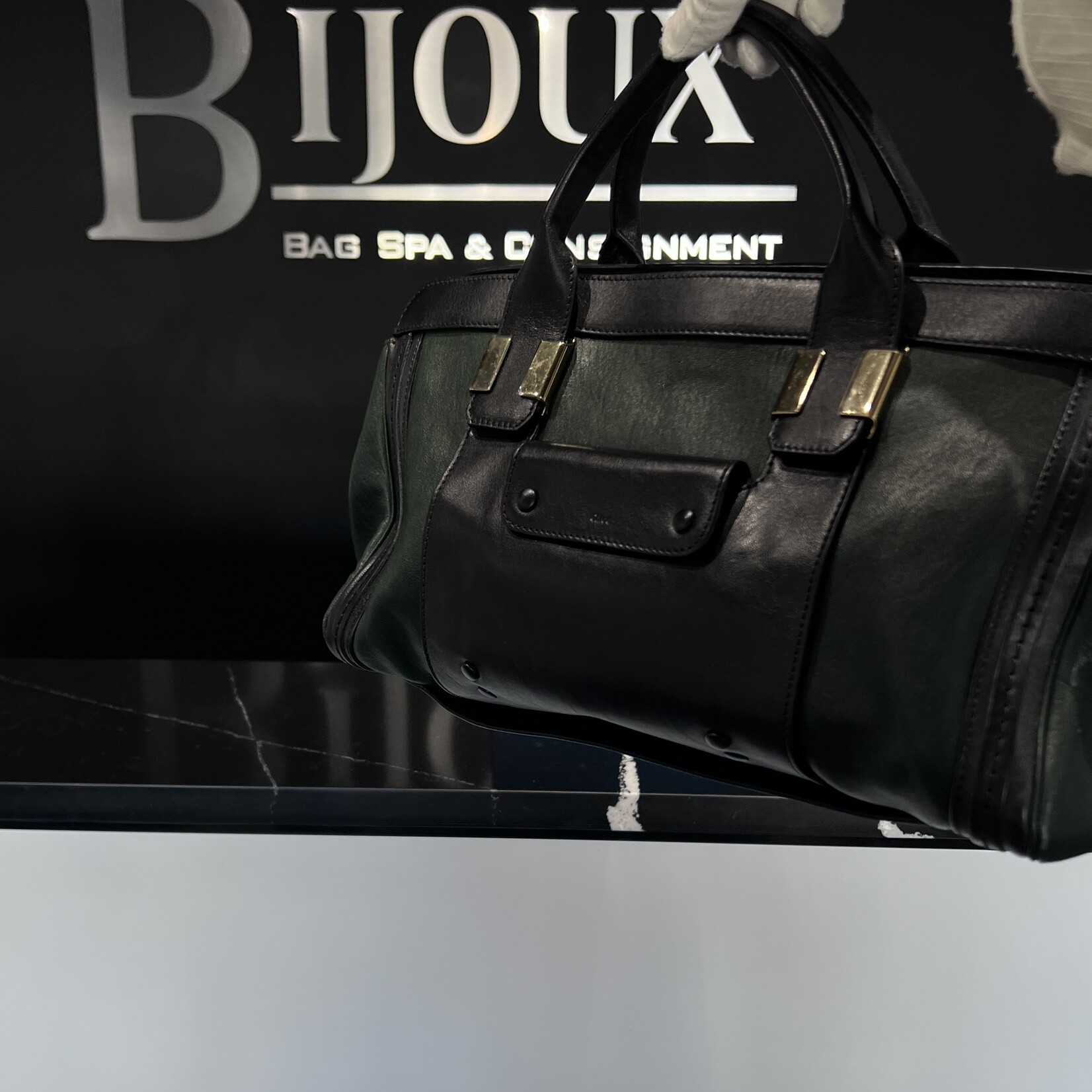 Chloe SOLD - Chloe Alice Satchel Green/Black