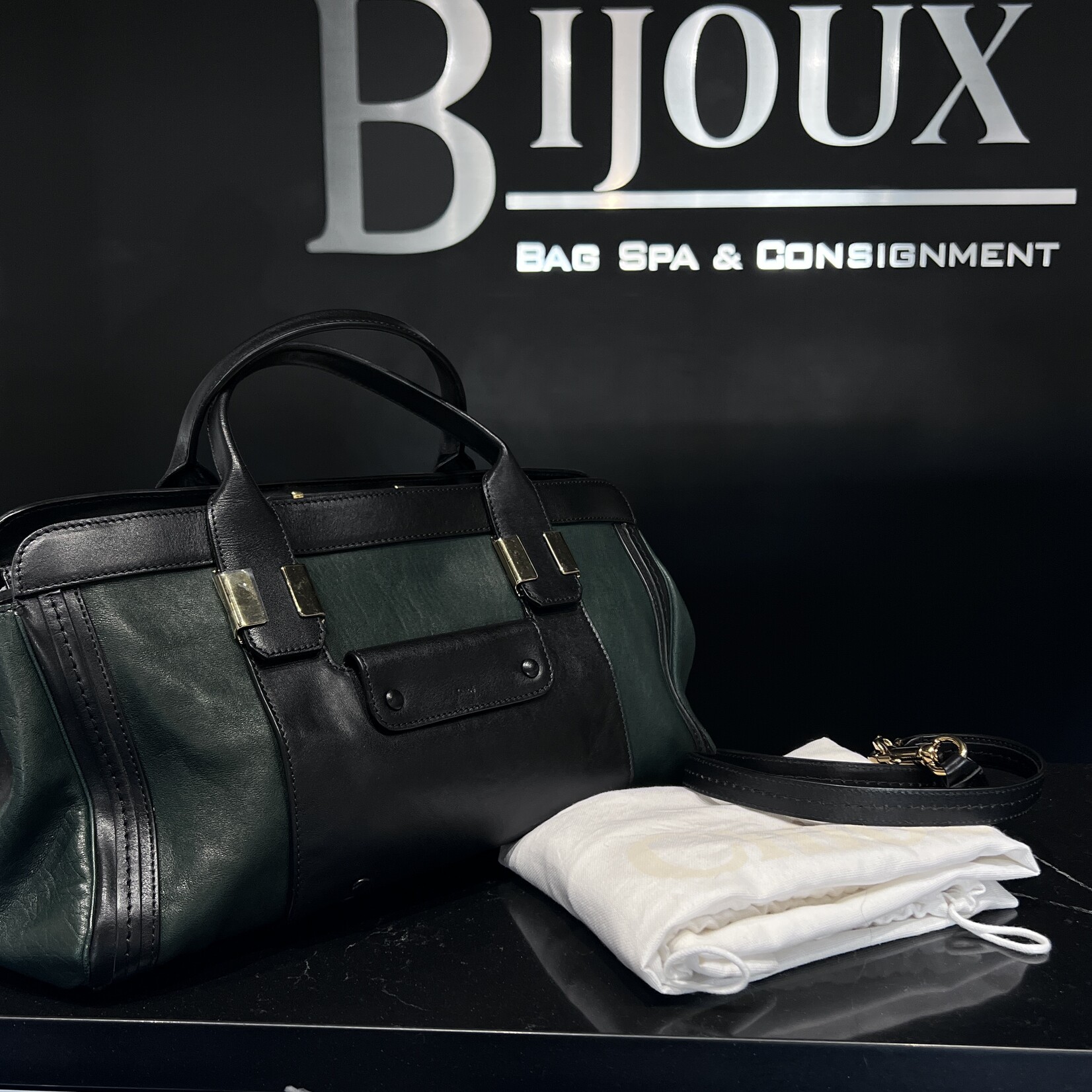 Chloe SOLD - Chloe Alice Satchel Green/Black