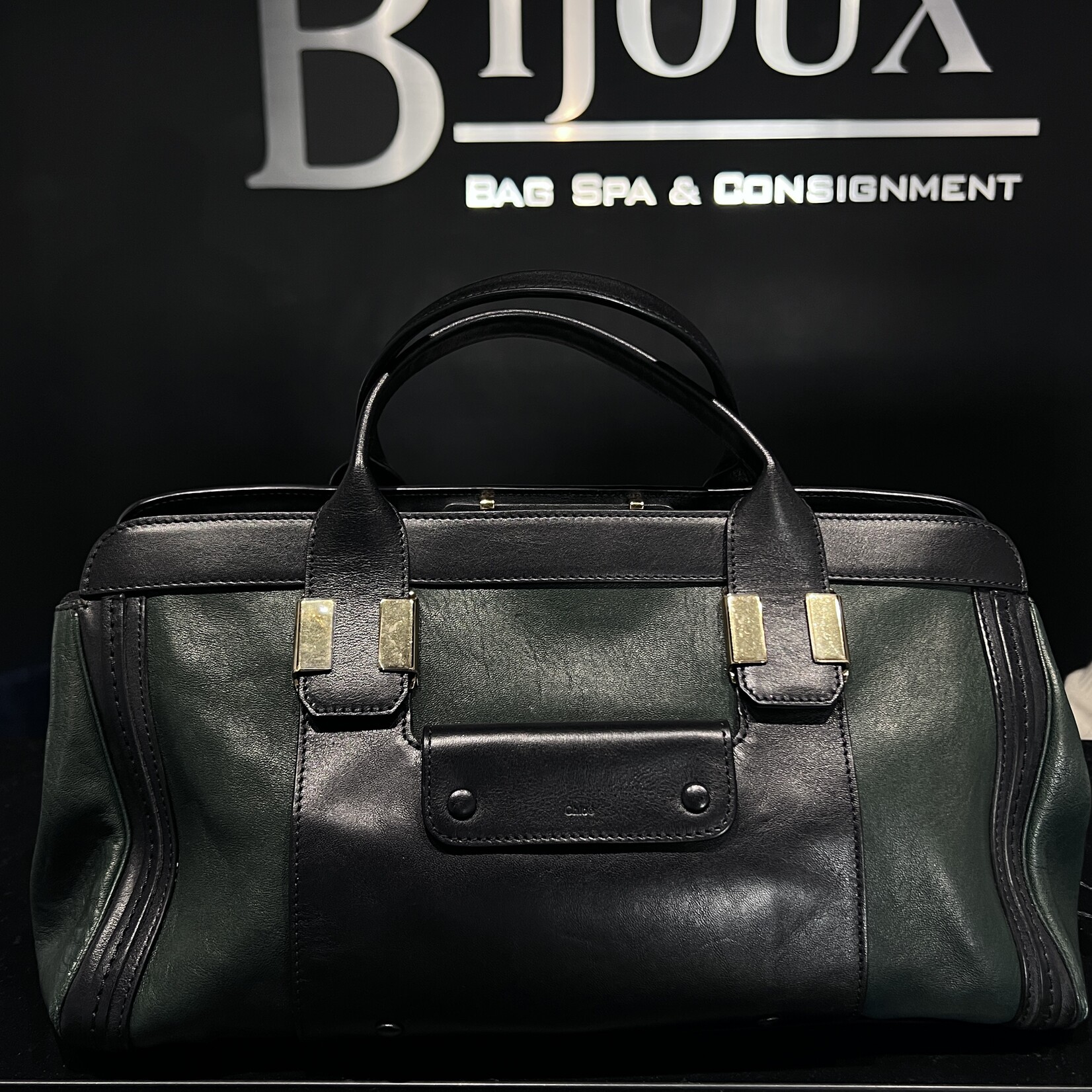 Chloe SOLD - Chloe Alice Satchel Green/Black