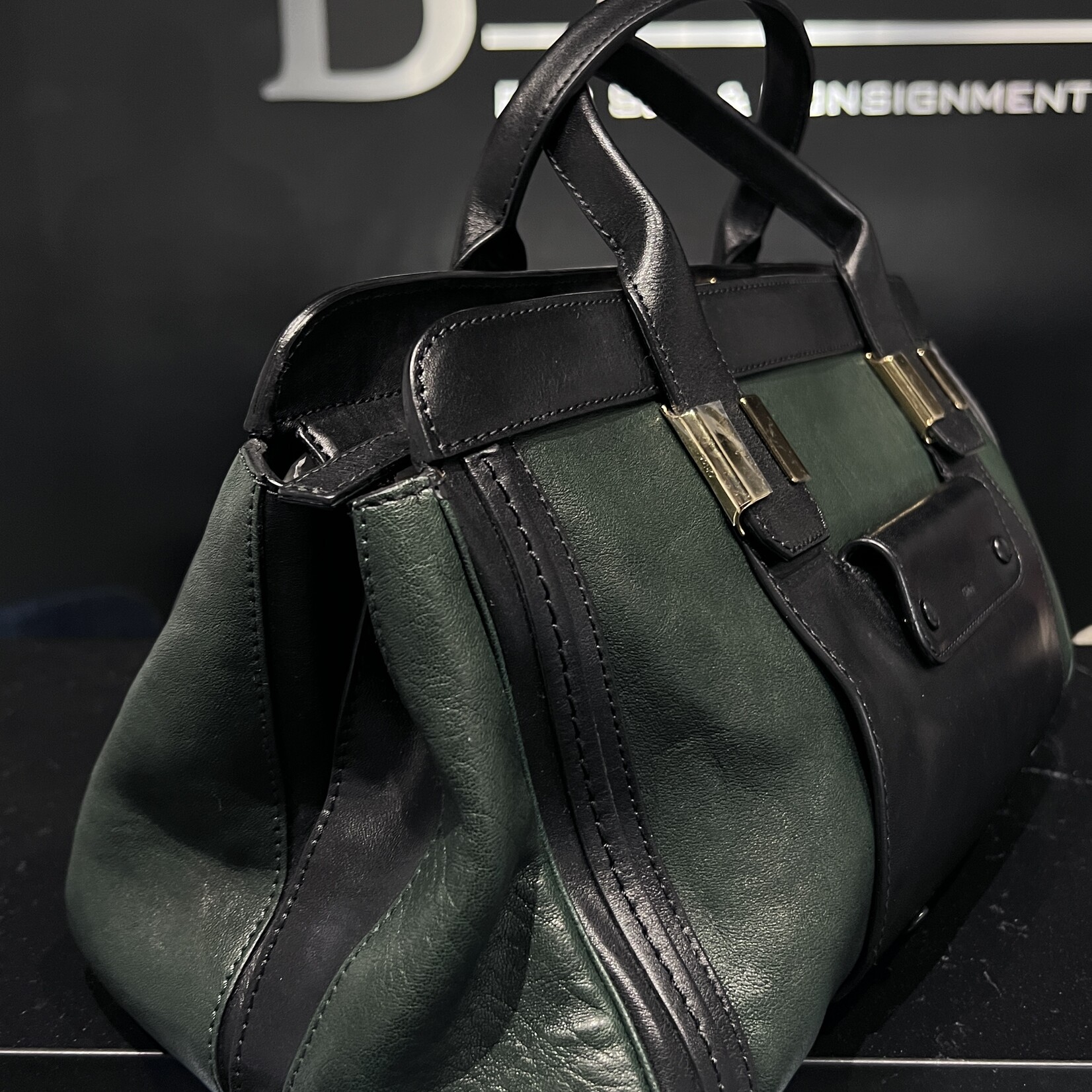 Chloe SOLD - Chloe Alice Satchel Green/Black