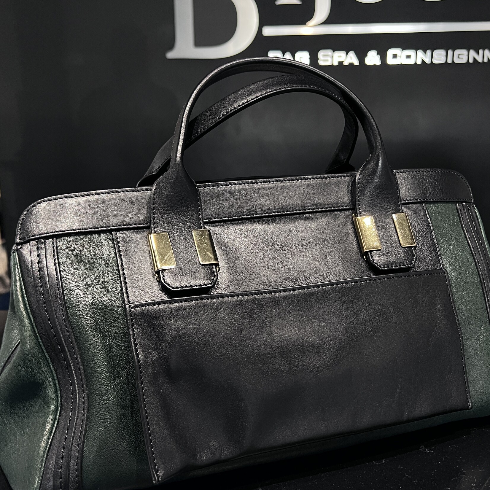 Chloe SOLD - Chloe Alice Satchel Green/Black