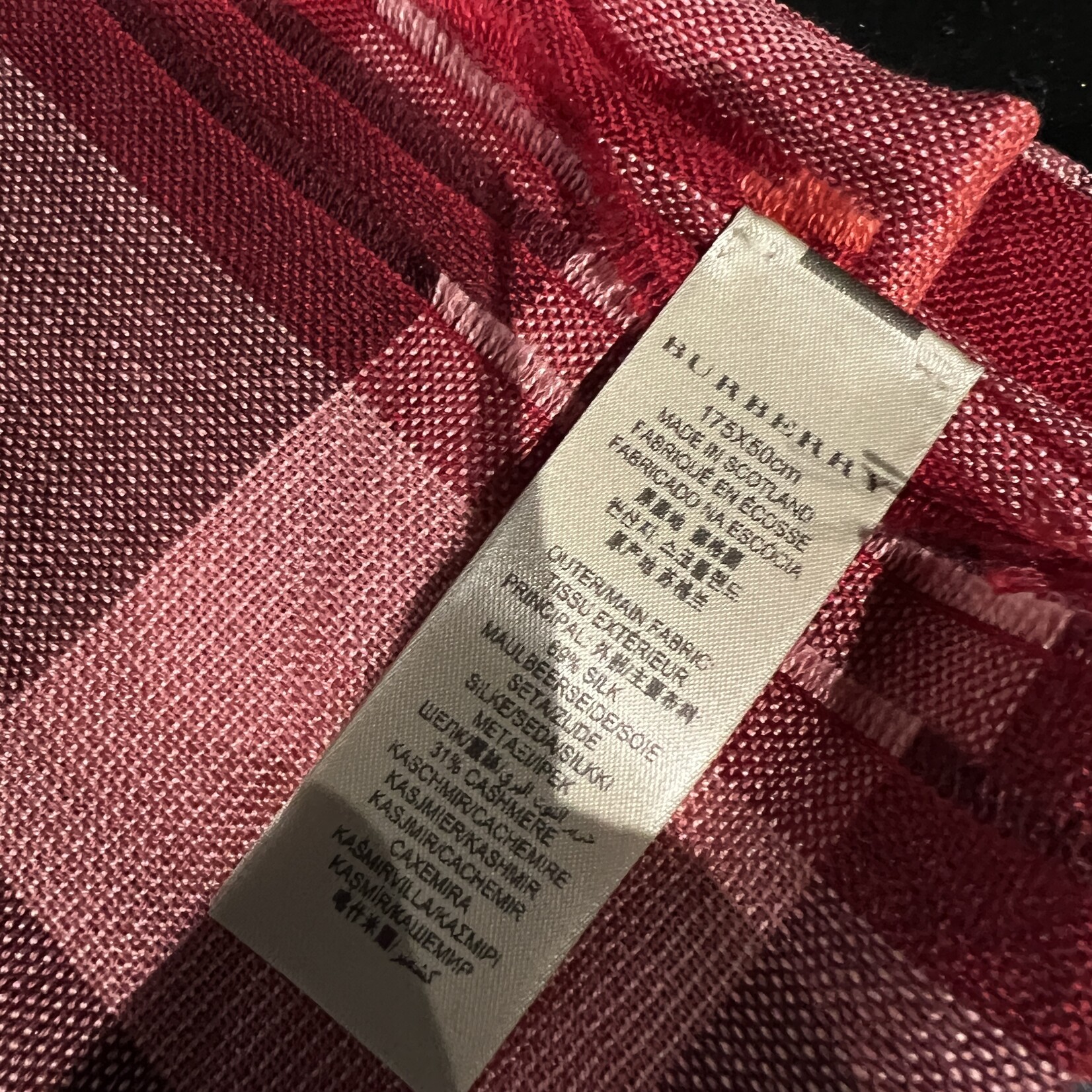 Burberry Burberry Red Cashmere Scarf