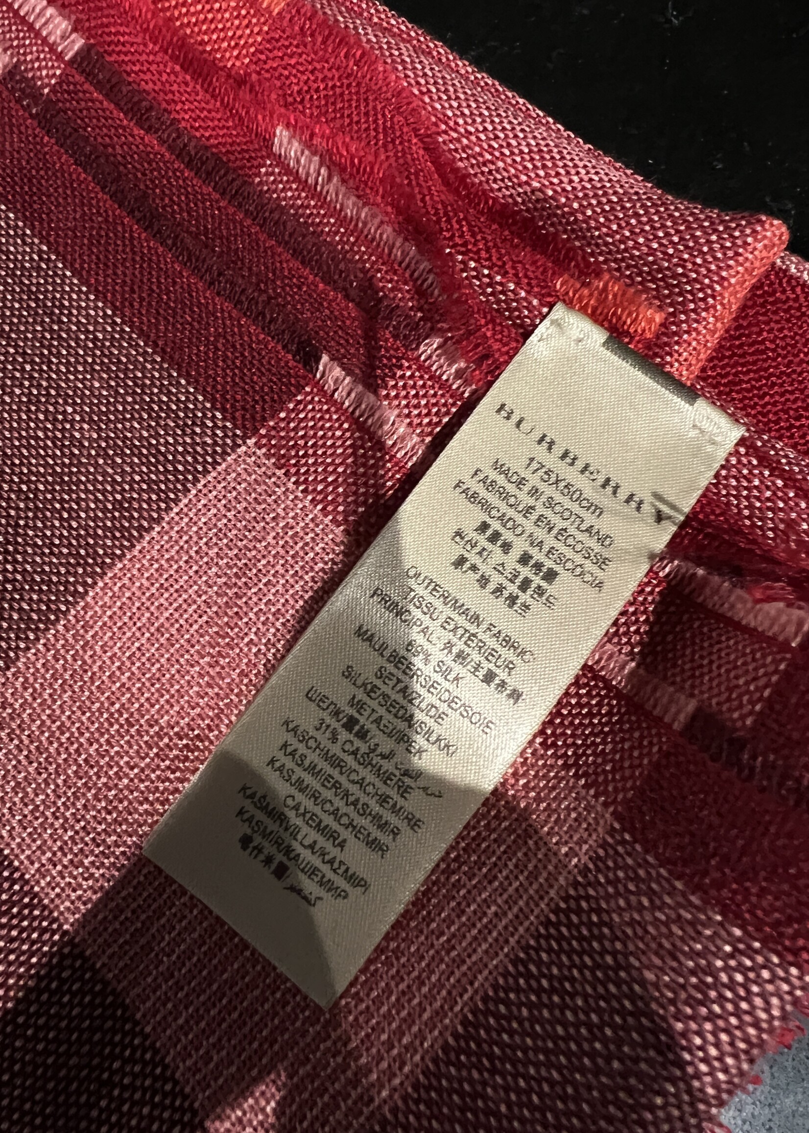 Burberry Burberry Red Cashmere Scarf