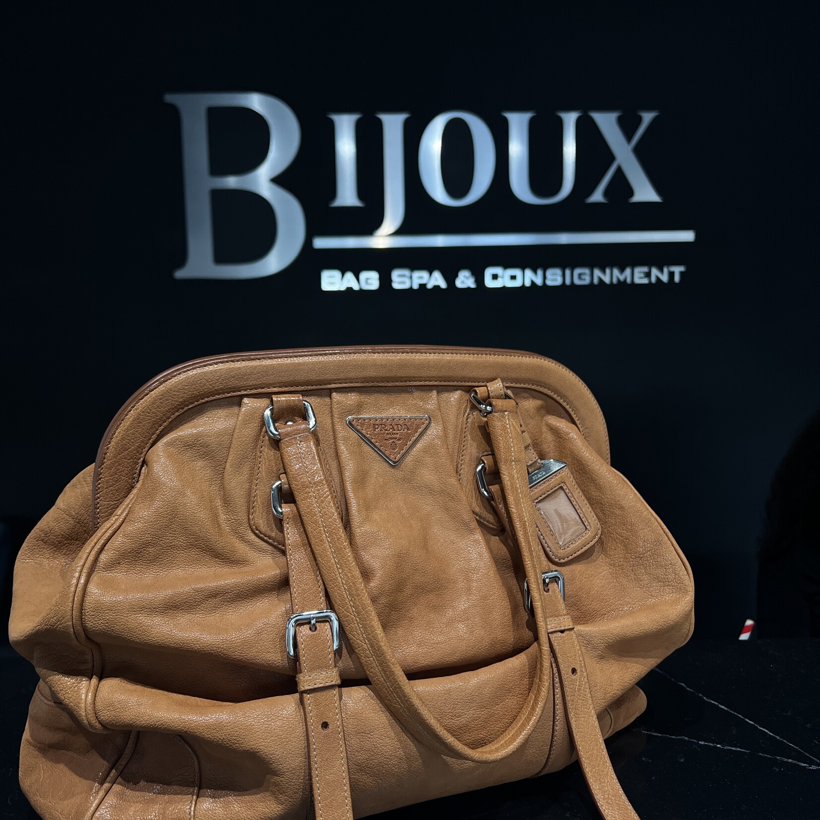 Prada SOLD - Prada Washed Buffalo Frame Bag