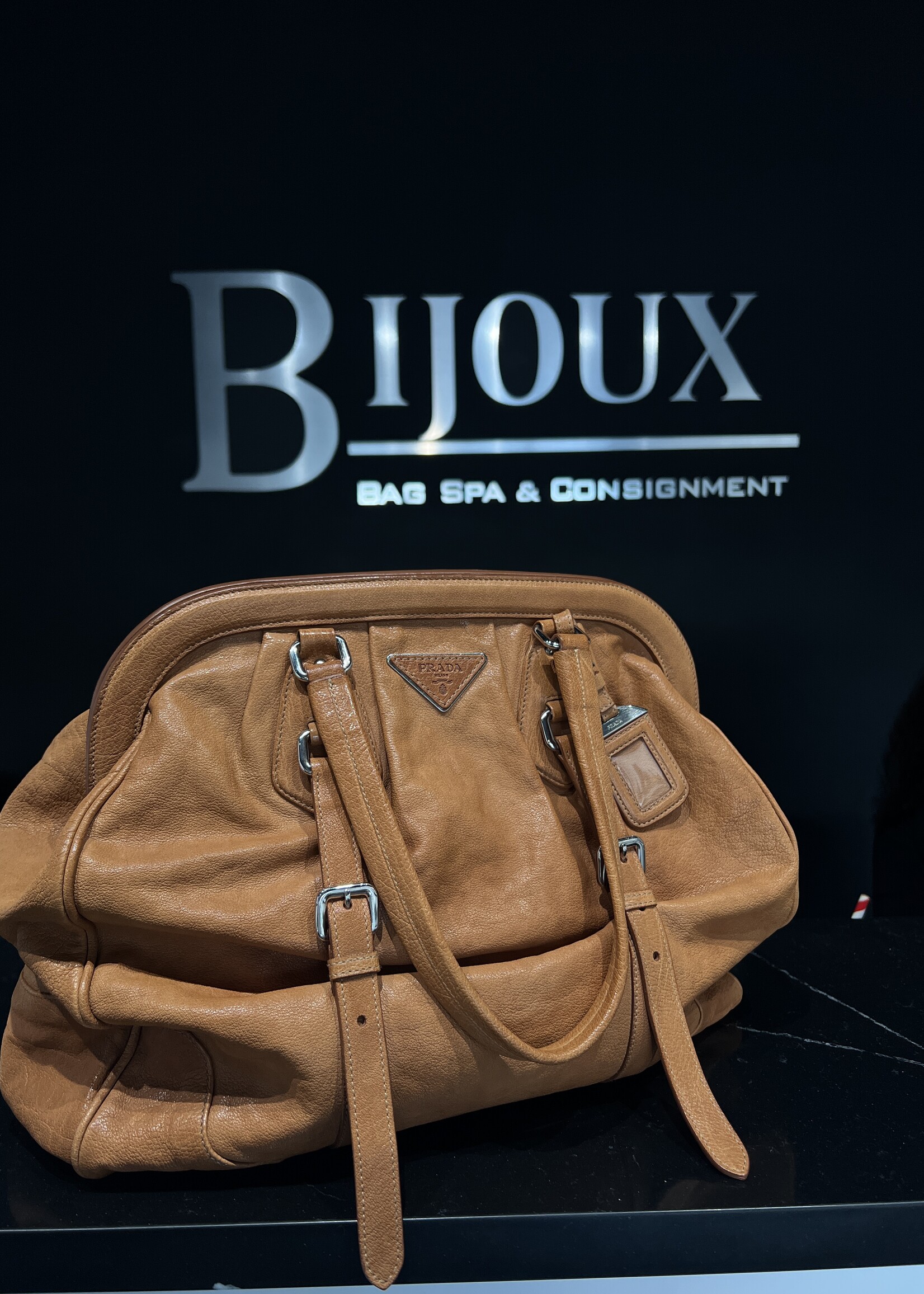 Prada SOLD - Prada Washed Buffalo Frame Bag