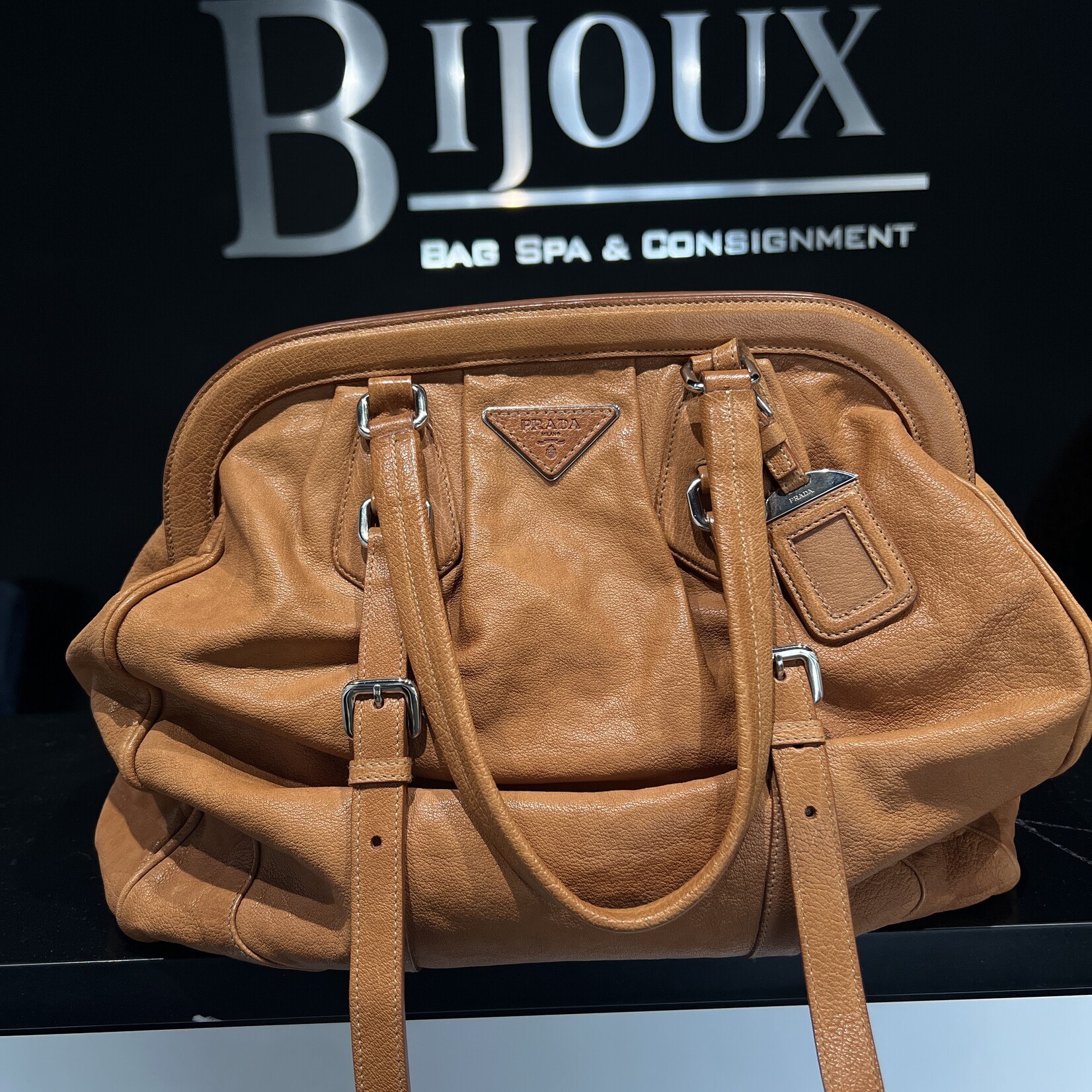 Prada SOLD - Prada Washed Buffalo Frame Bag