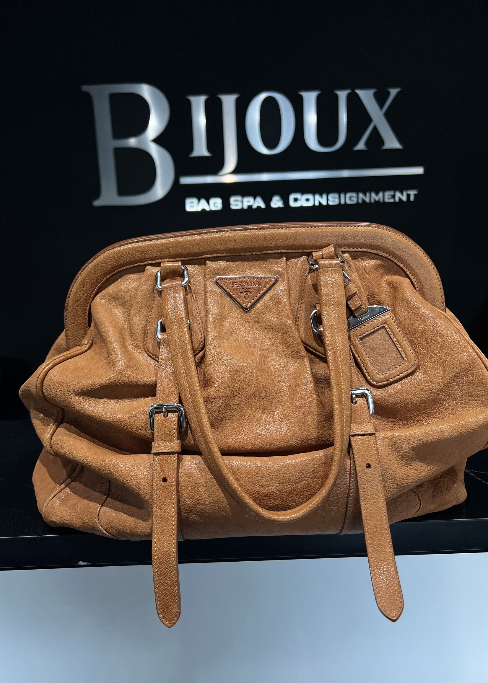 Prada SOLD - Prada Washed Buffalo Frame Bag