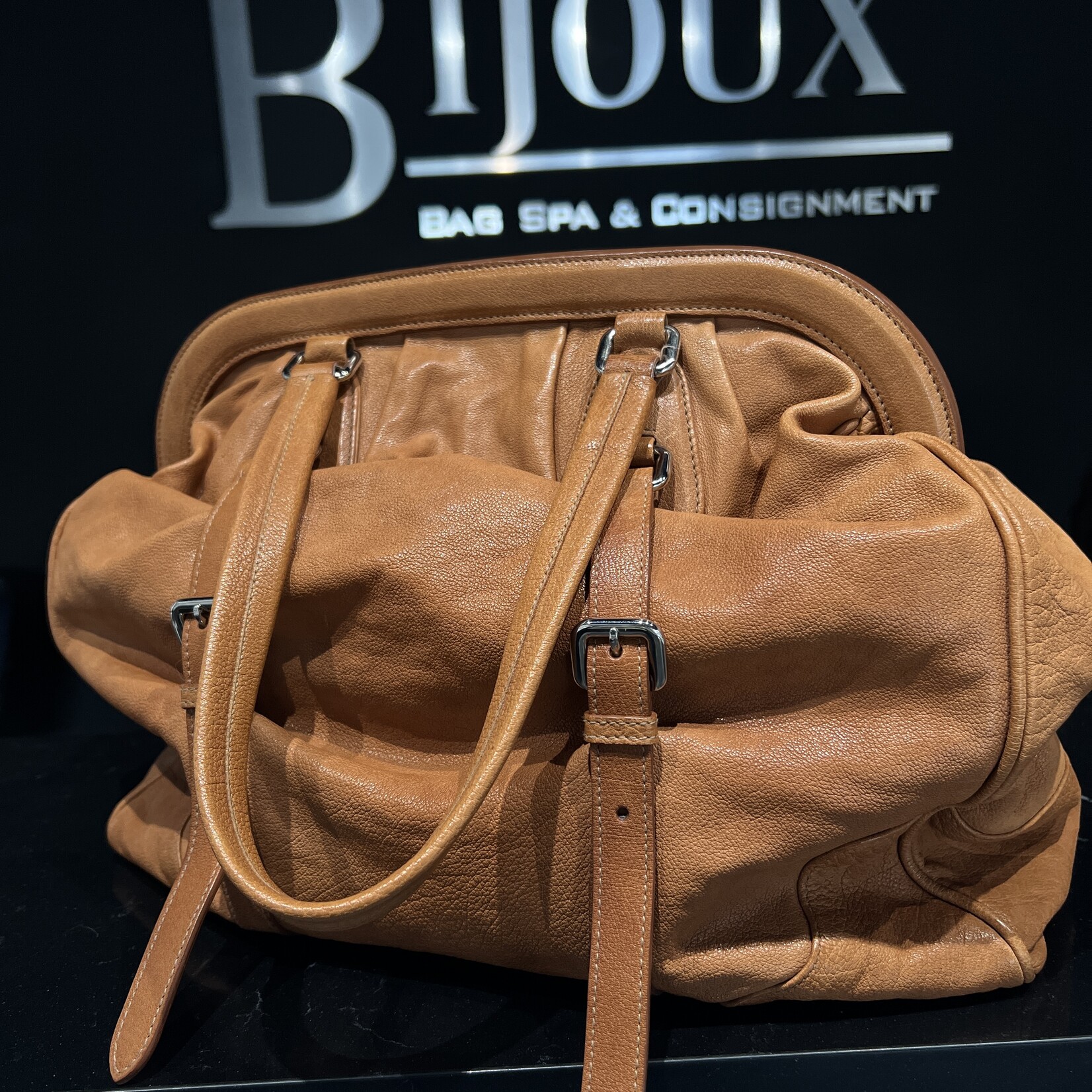 Prada SOLD - Prada Washed Buffalo Frame Bag