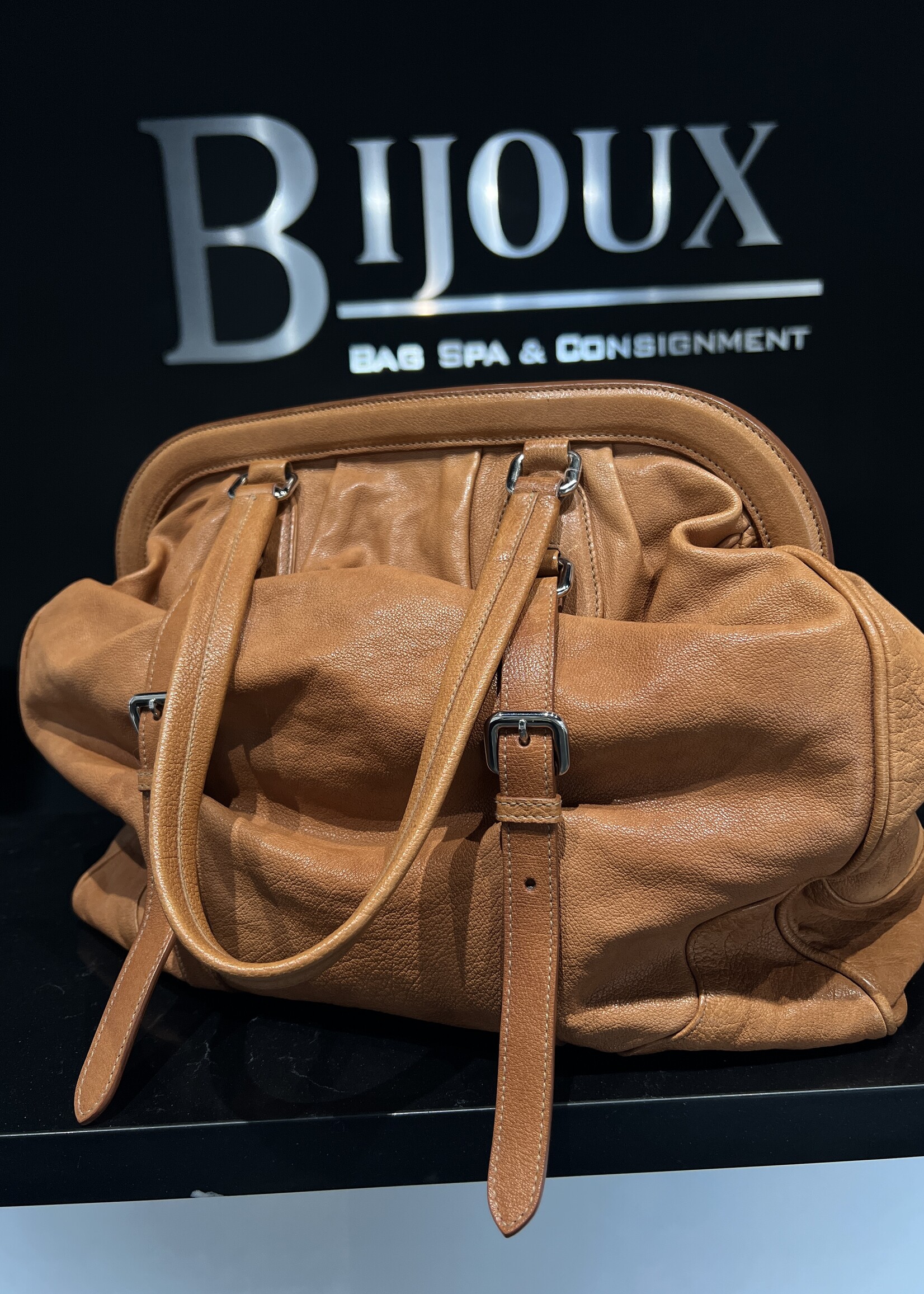 Prada SOLD - Prada Washed Buffalo Frame Bag