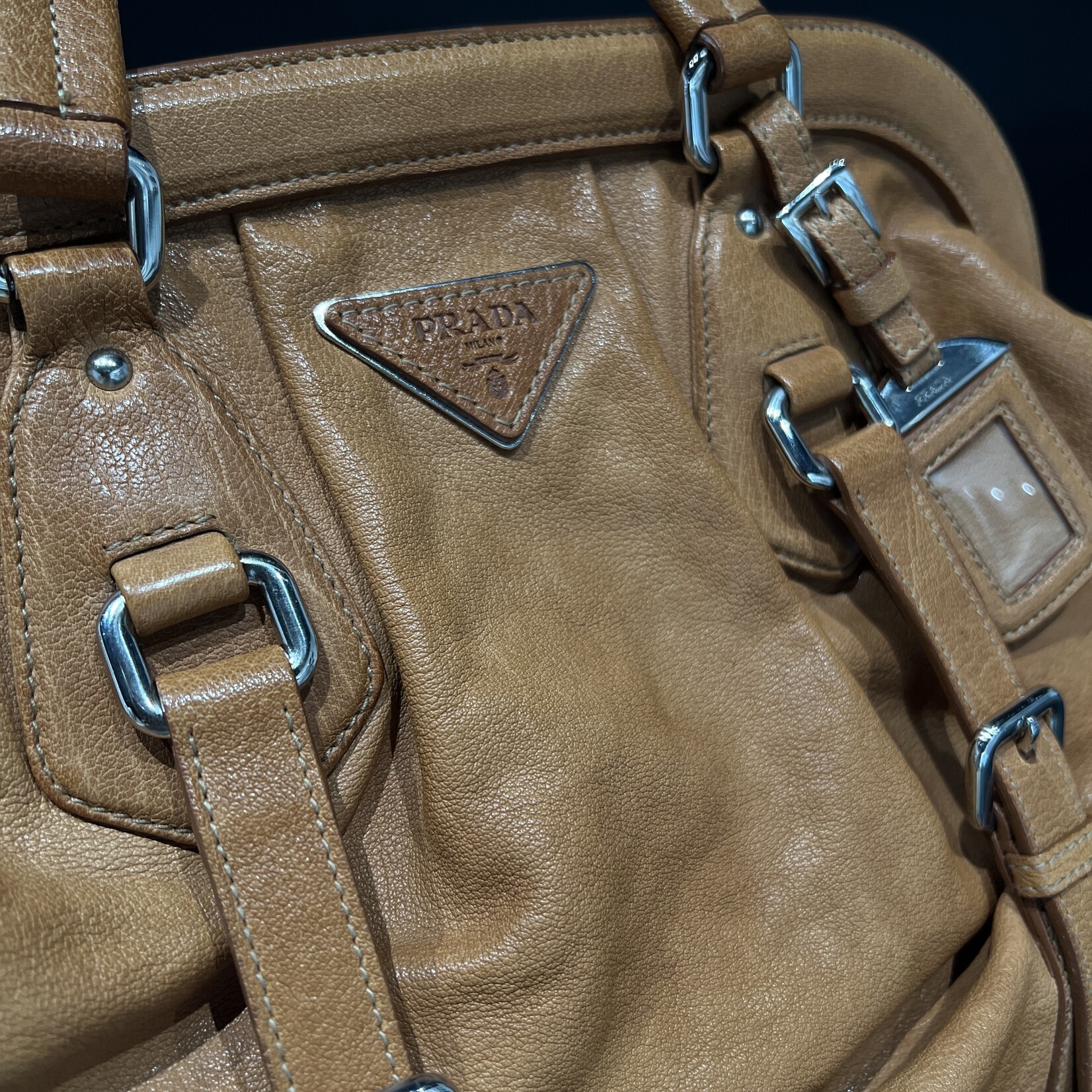 Prada SOLD - Prada Washed Buffalo Frame Bag