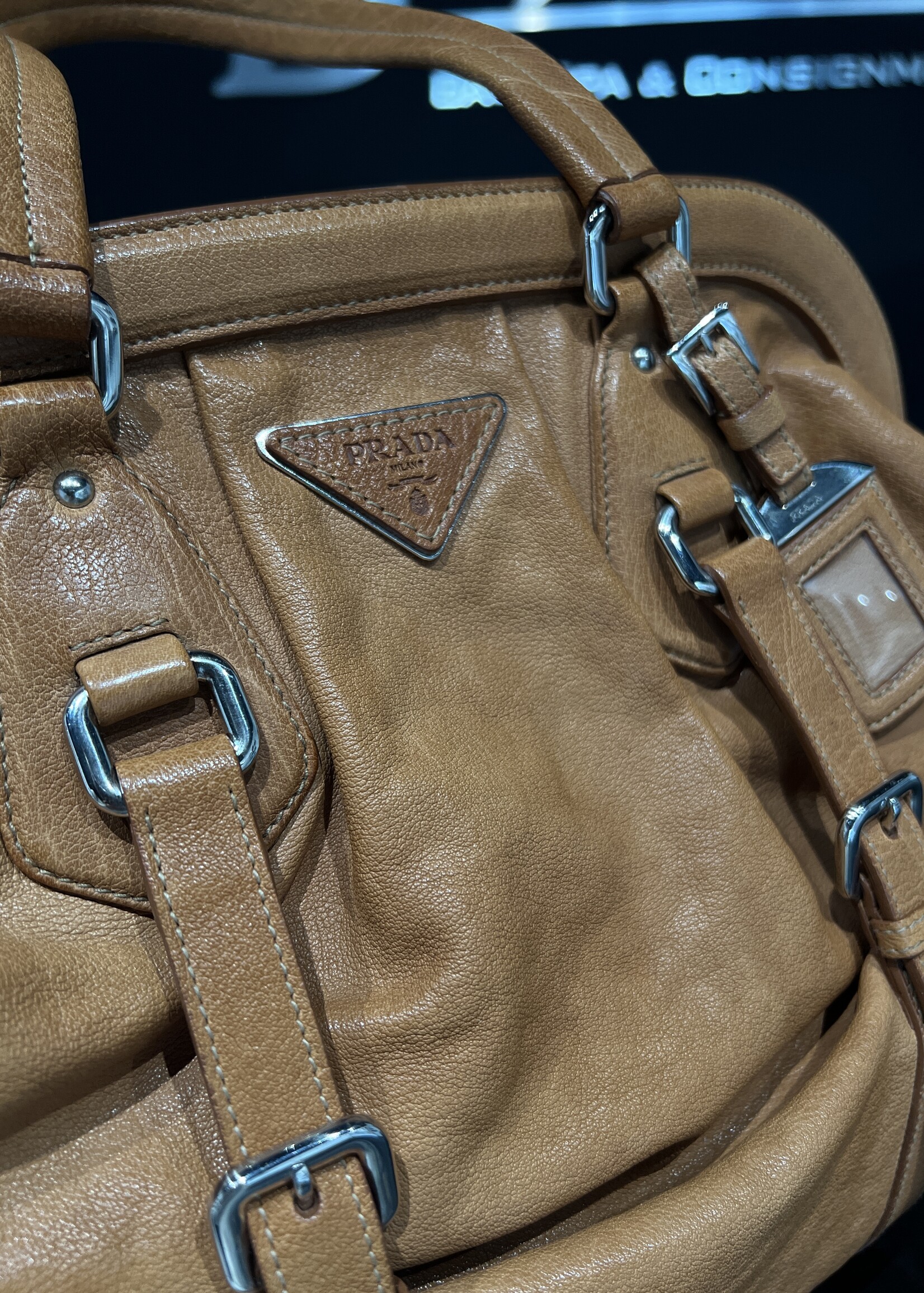 Prada SOLD - Prada Washed Buffalo Frame Bag