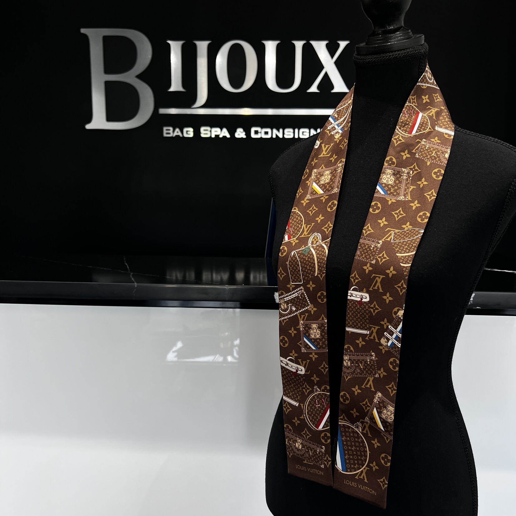 Louis Vuitton Louis Vuitton Brown Trunks Silk Bandeau