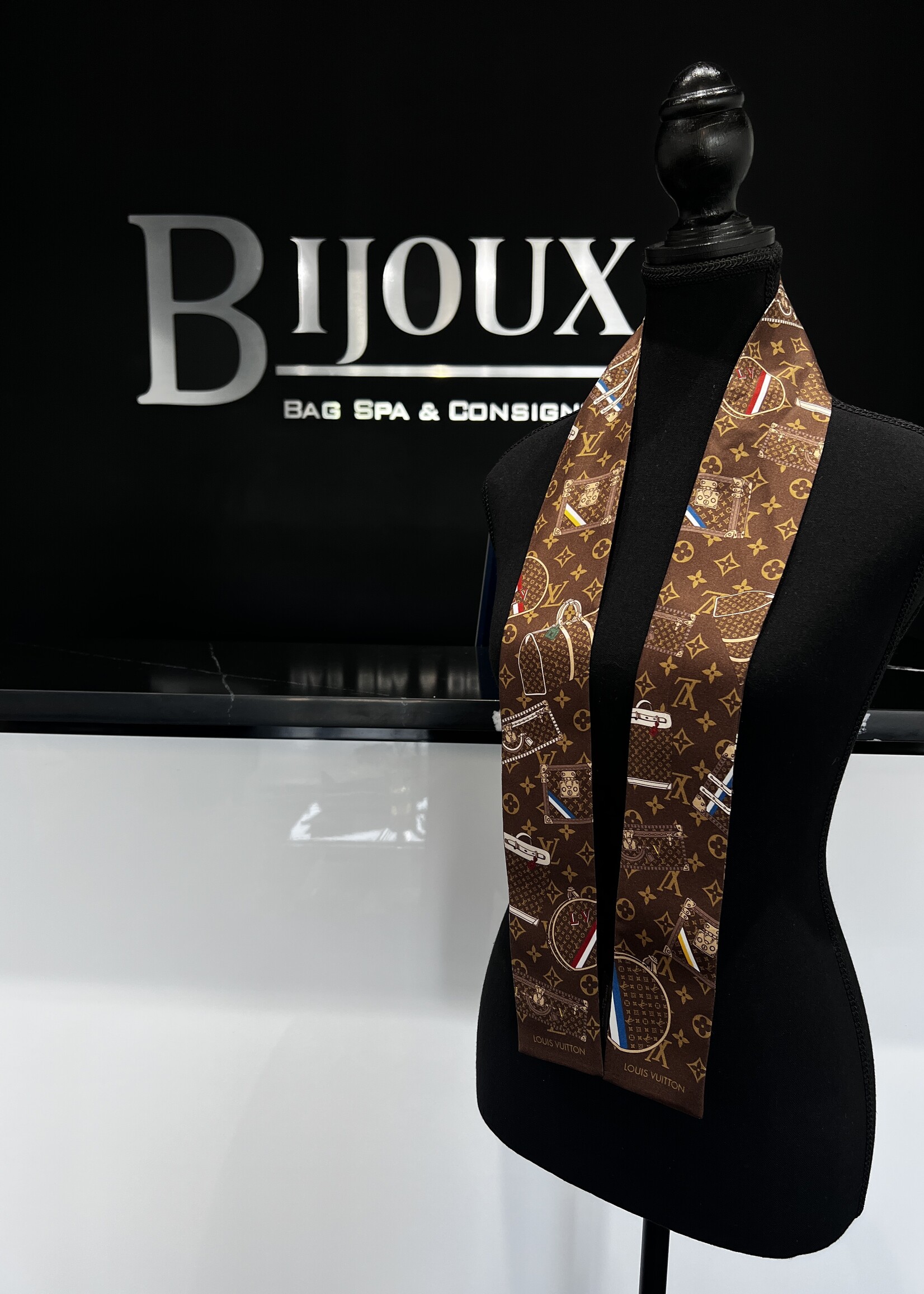 Louis Vuitton SOLD - Louis Vuitton Brown Trunks Silk Bandeau