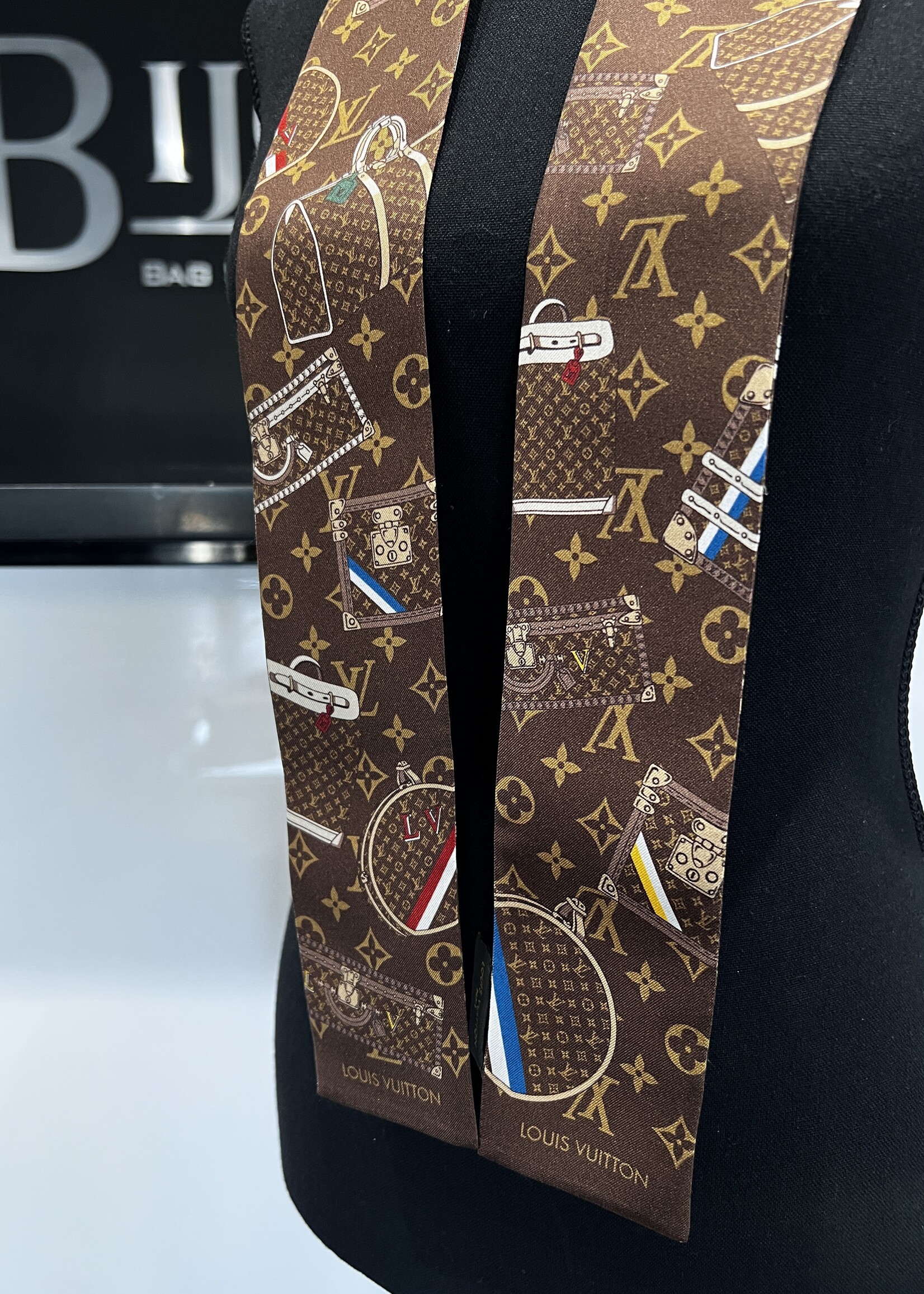 Louis Vuitton Louis Vuitton Brown Trunks Silk Bandeau