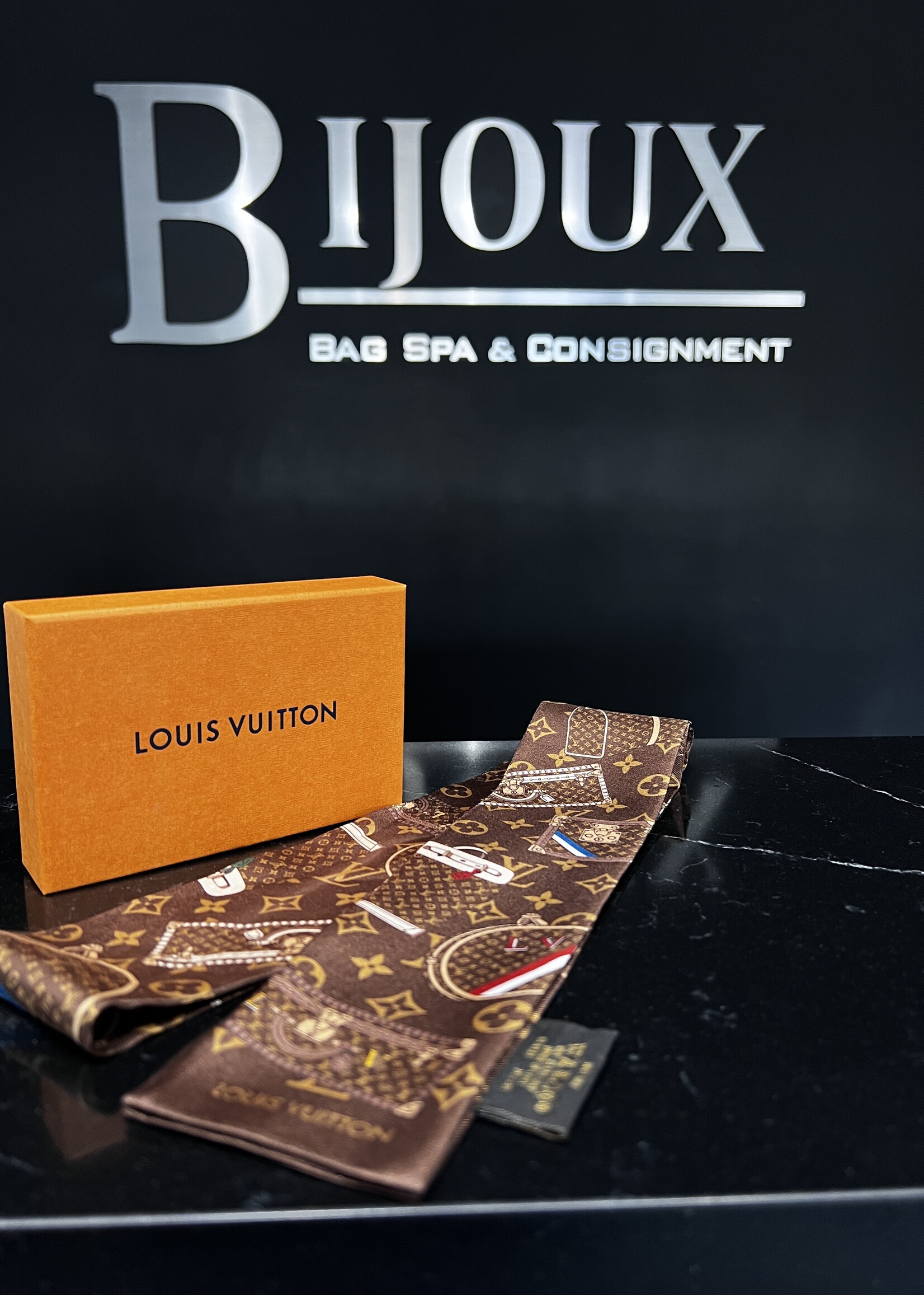 Louis Vuitton Louis Vuitton Brown Trunks Silk Bandeau