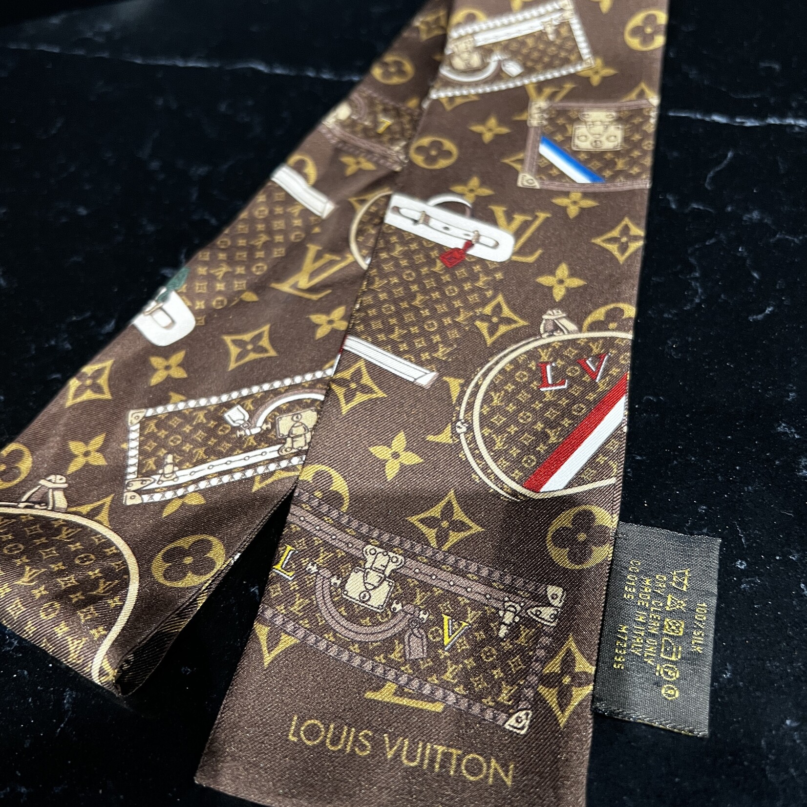 Louis Vuitton Louis Vuitton Brown Trunks Silk Bandeau
