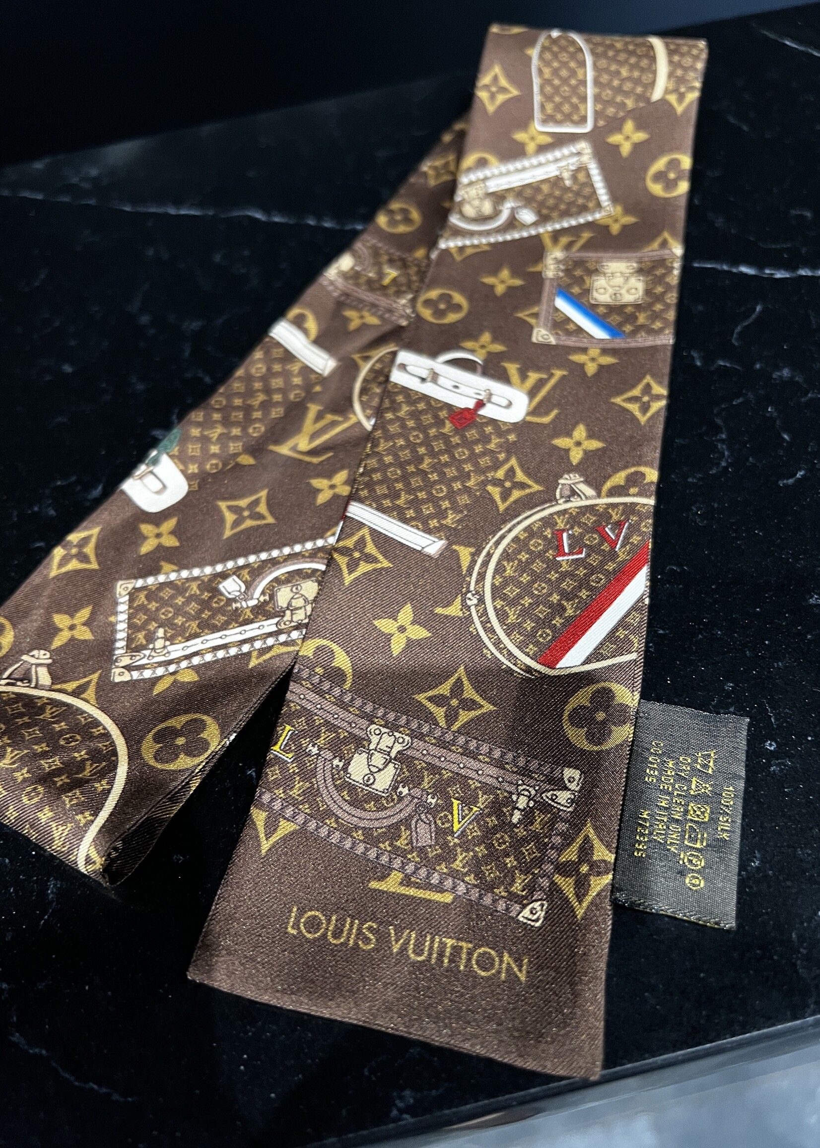 Louis Vuitton SOLD - Louis Vuitton Brown Trunks Silk Bandeau