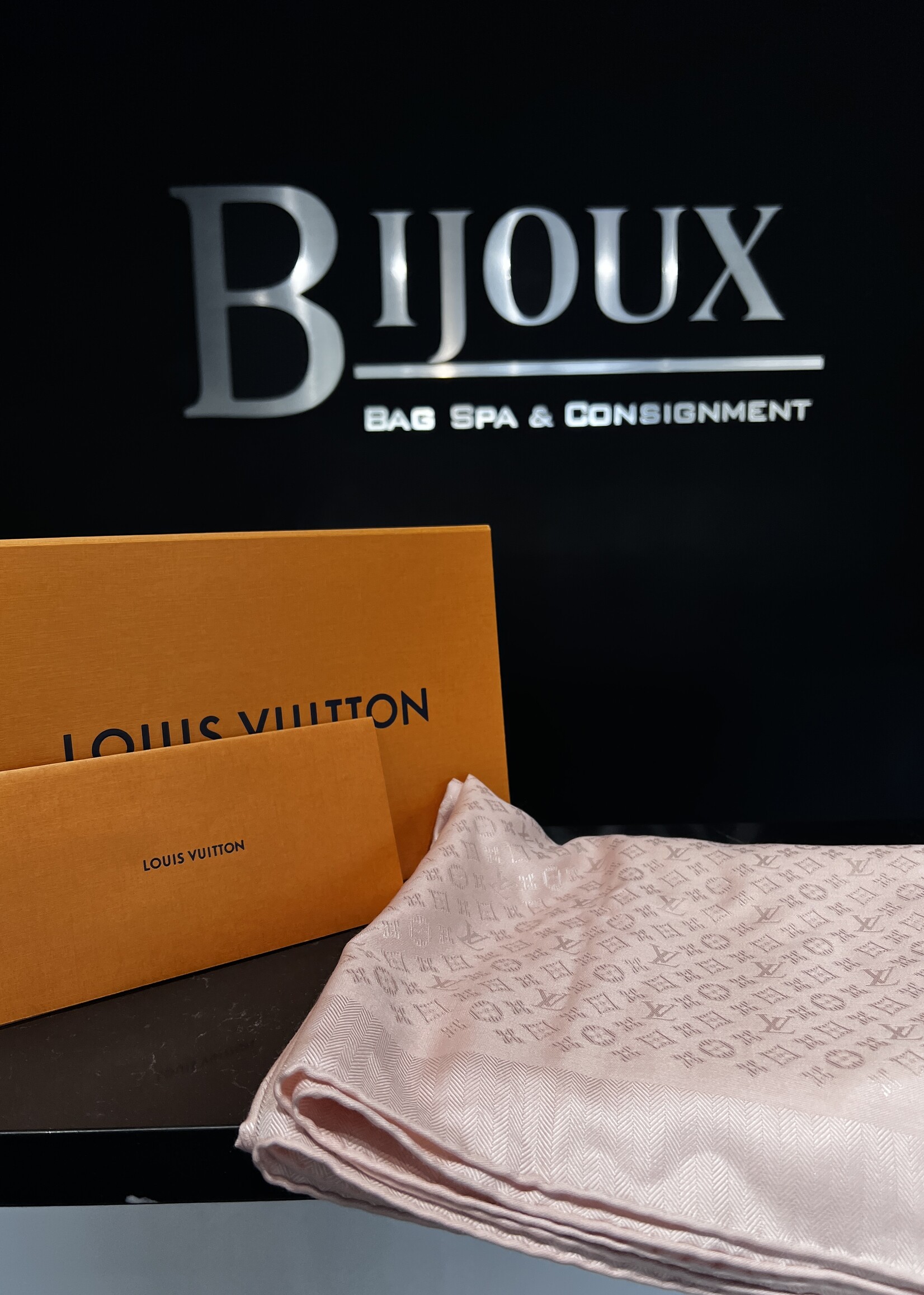 Louis Vuitton SOLD - Louis Vuitton Monogram Pink Denim Shawl Scarf