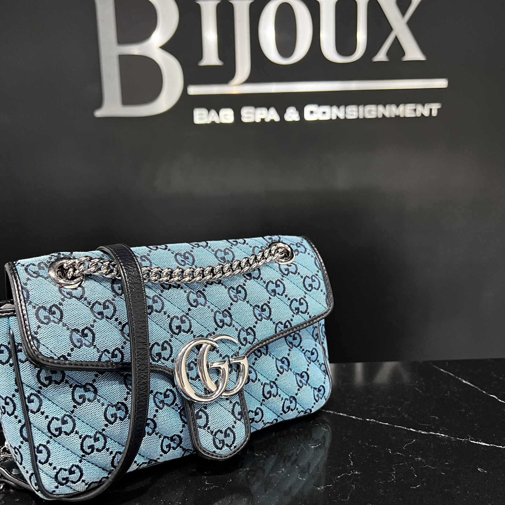 Gucci SOLD - Gucci Marmont Flap Bag Blue