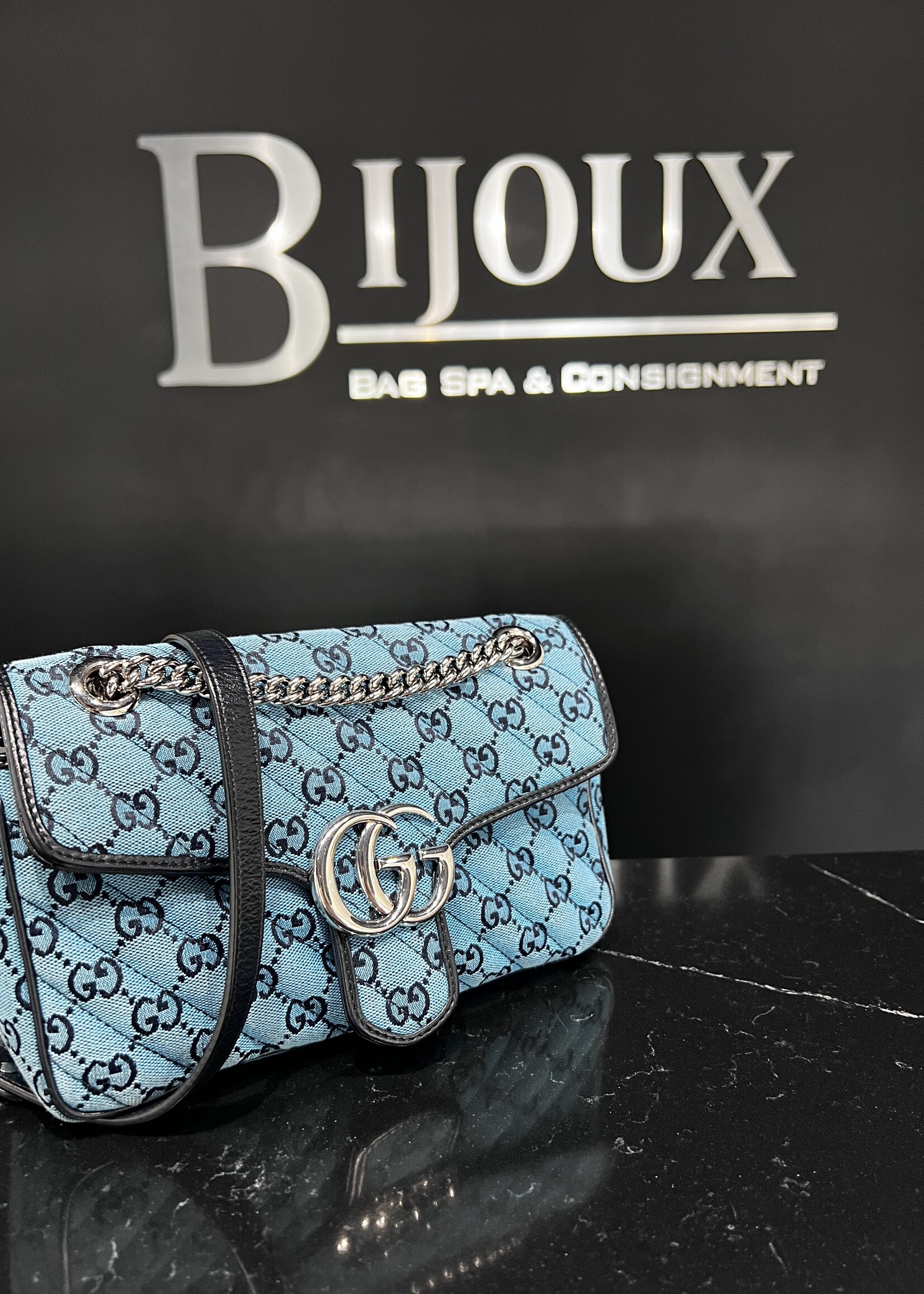 Gucci SOLD - Gucci Marmont Flap Bag Blue