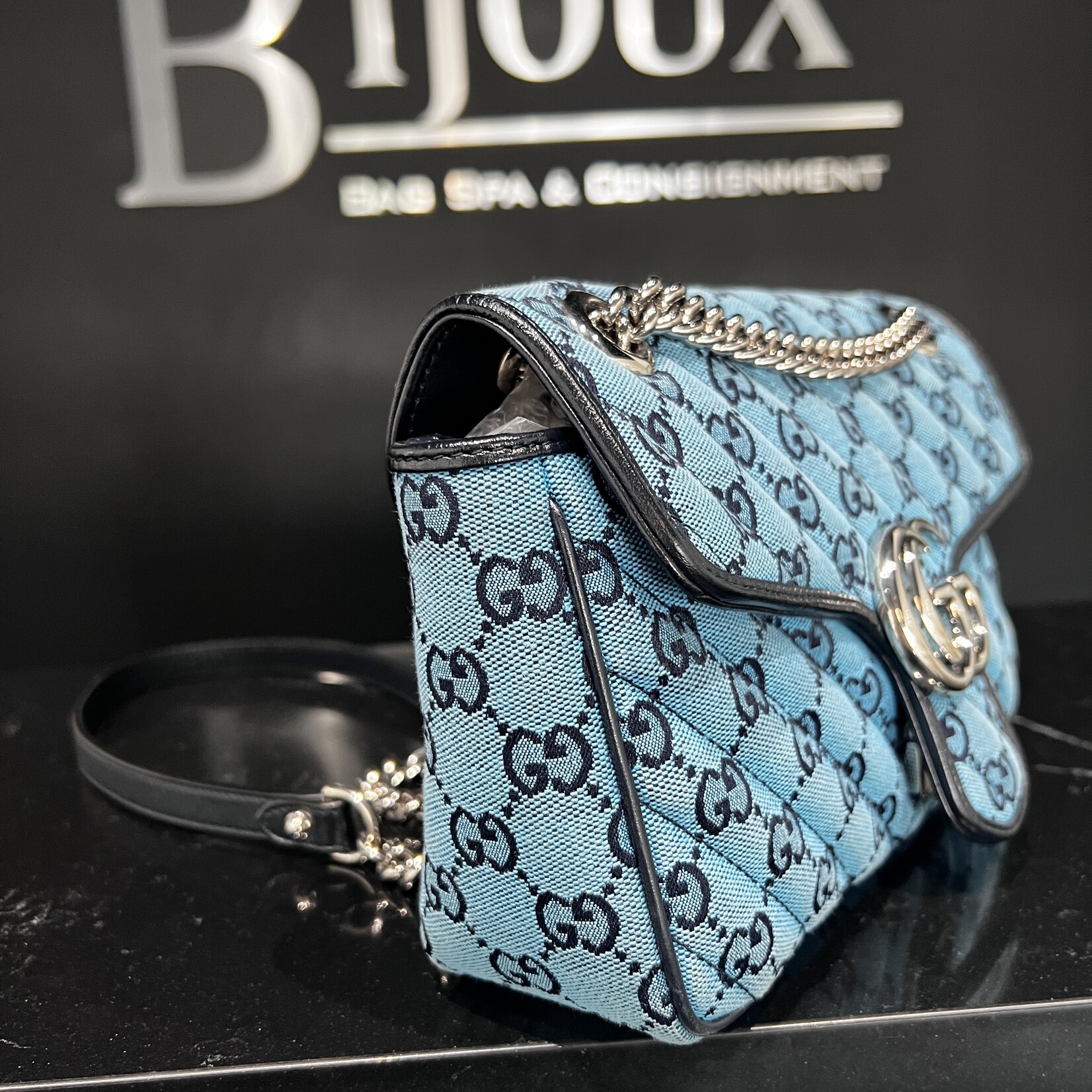 Gucci SOLD - Gucci Marmont Flap Bag Blue