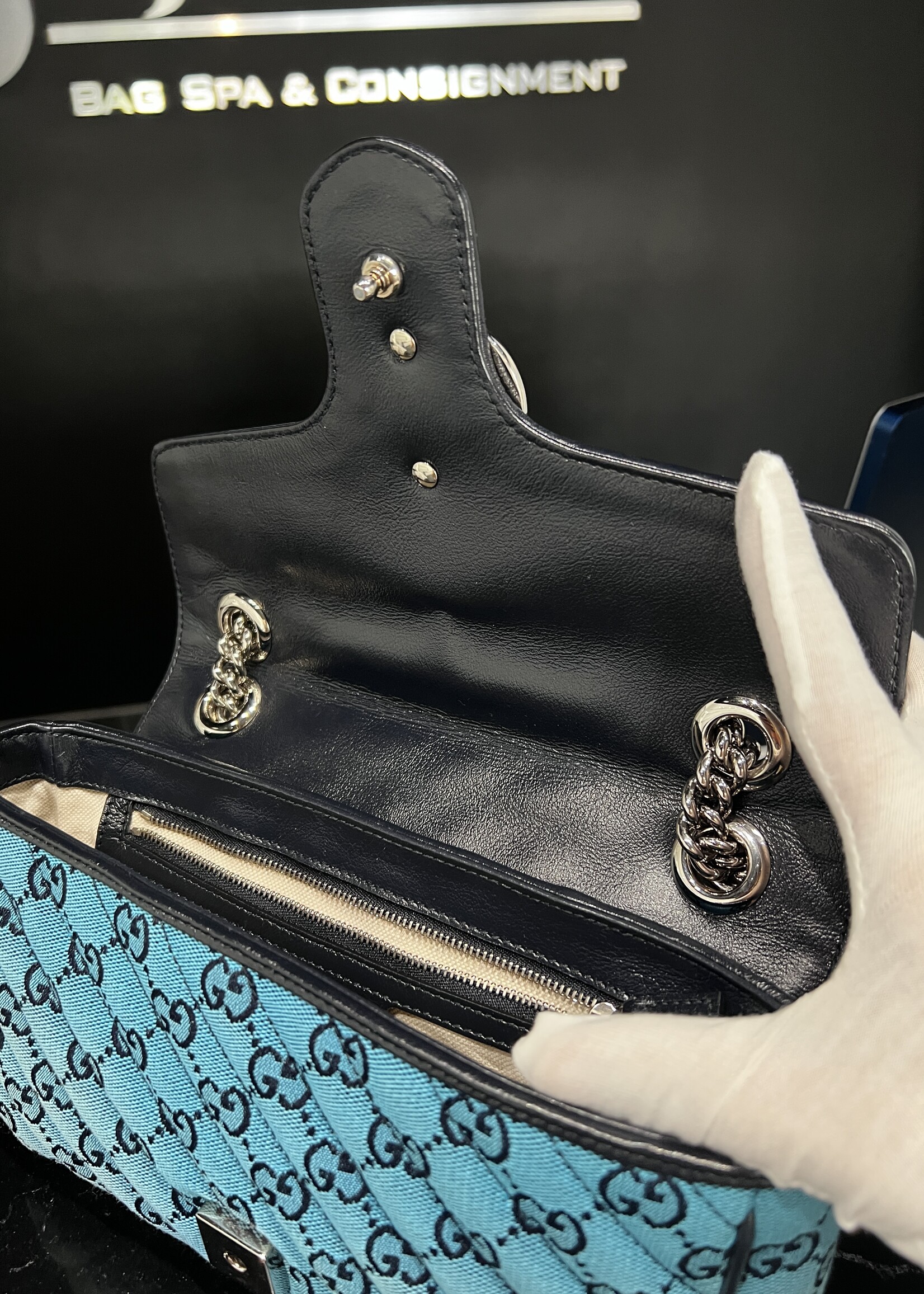 Gucci SOLD - Gucci Marmont Flap Bag Blue