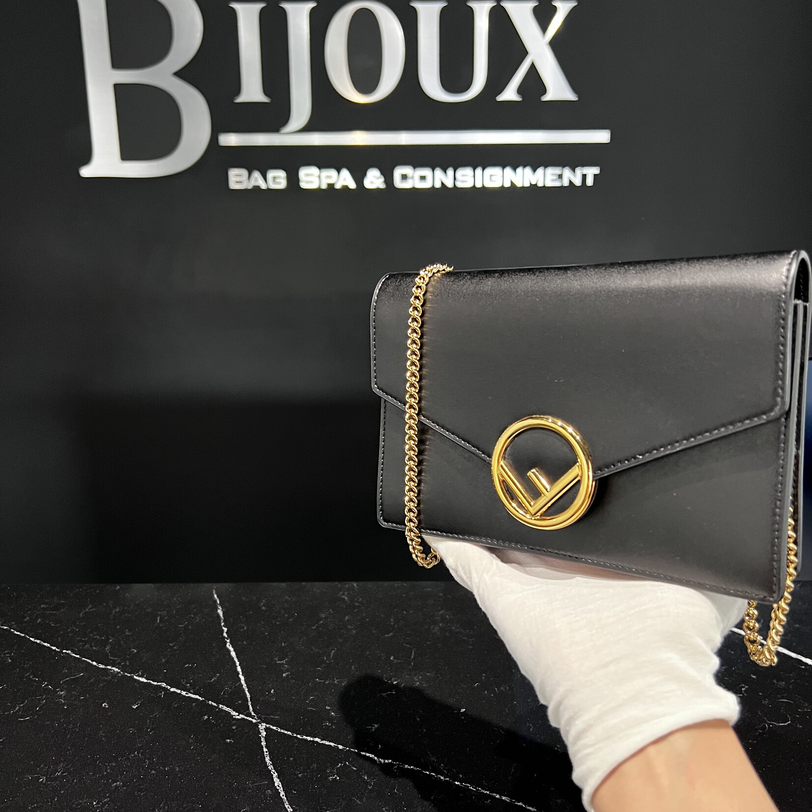 Fendi SOLD- Fendi F Logo Wallet on Chain