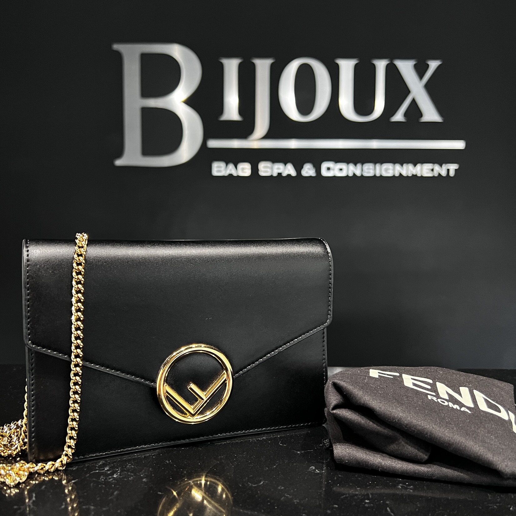 Fendi SOLD- Fendi F Logo Wallet on Chain