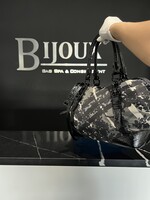 Burberry Burberry Patent Nylon Beat Check Floral Print Hobo Black