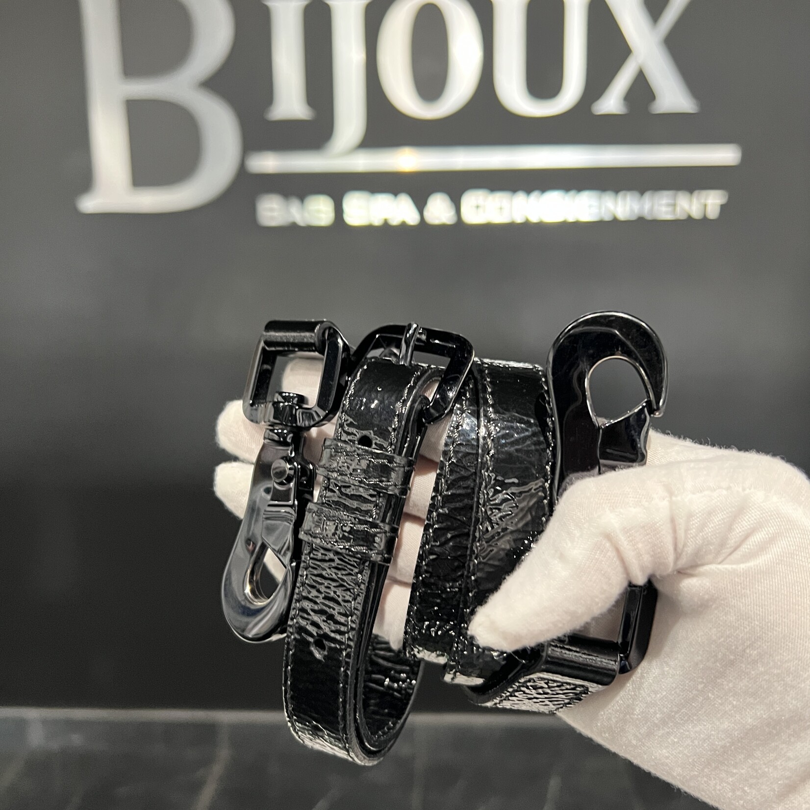 Burberry Burberry Patent Nylon Beat Check Floral Print Hobo Black