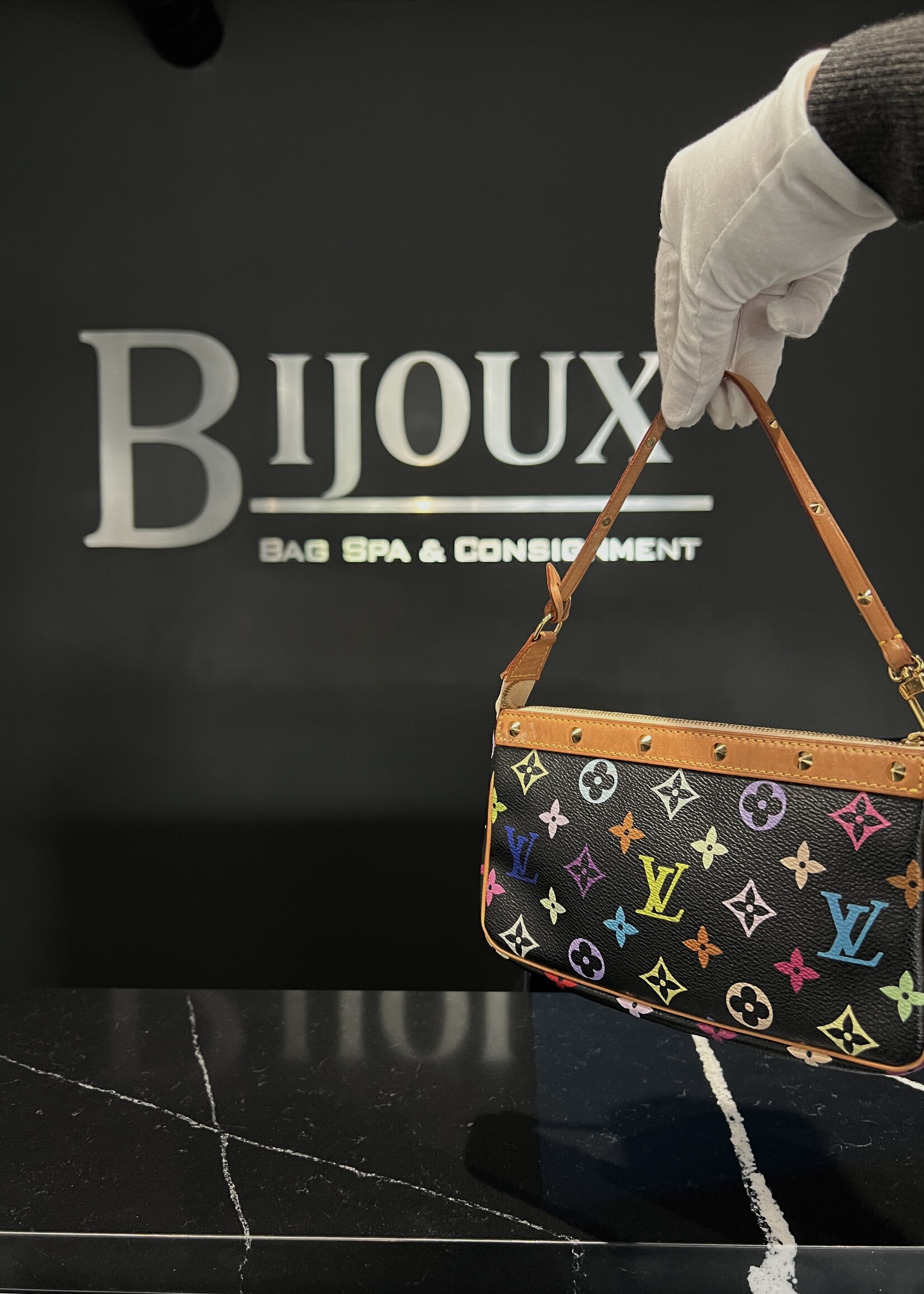 Louis Vuitton SOLD- Louis Vuitton Pochette Accessoires Multicolor Black Vintage