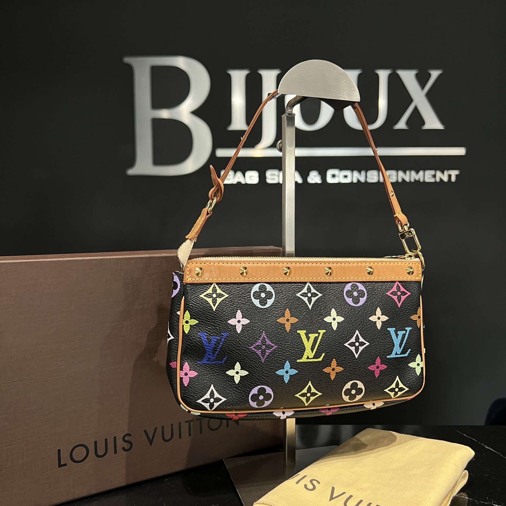 Louis Vuitton SOLD- Louis Vuitton Pochette Accessoires Multicolor Black Vintage
