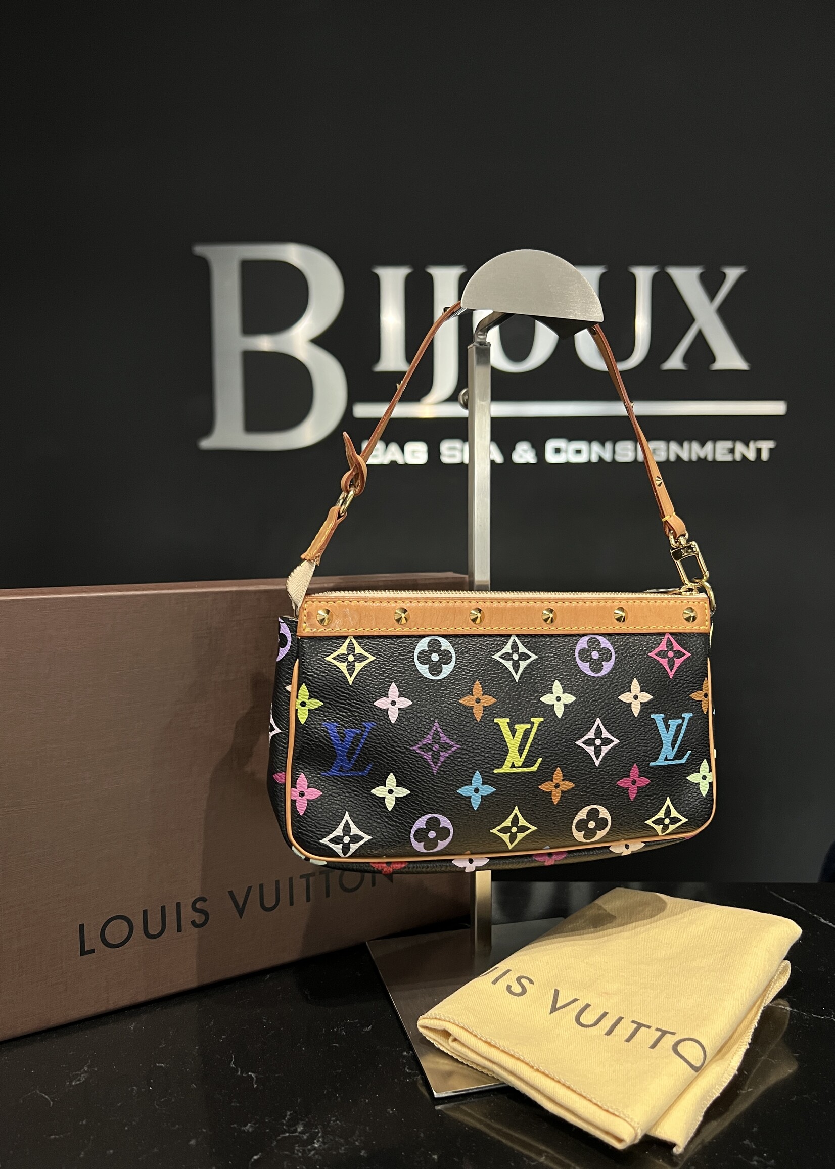 Louis Vuitton SOLD- Louis Vuitton Pochette Accessoires Multicolor Black Vintage